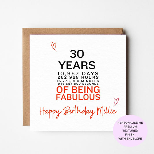 30th Birthday Special Card, Personalised birthday card for her, Unique birthday card, best friend gift, best friend card, BFF