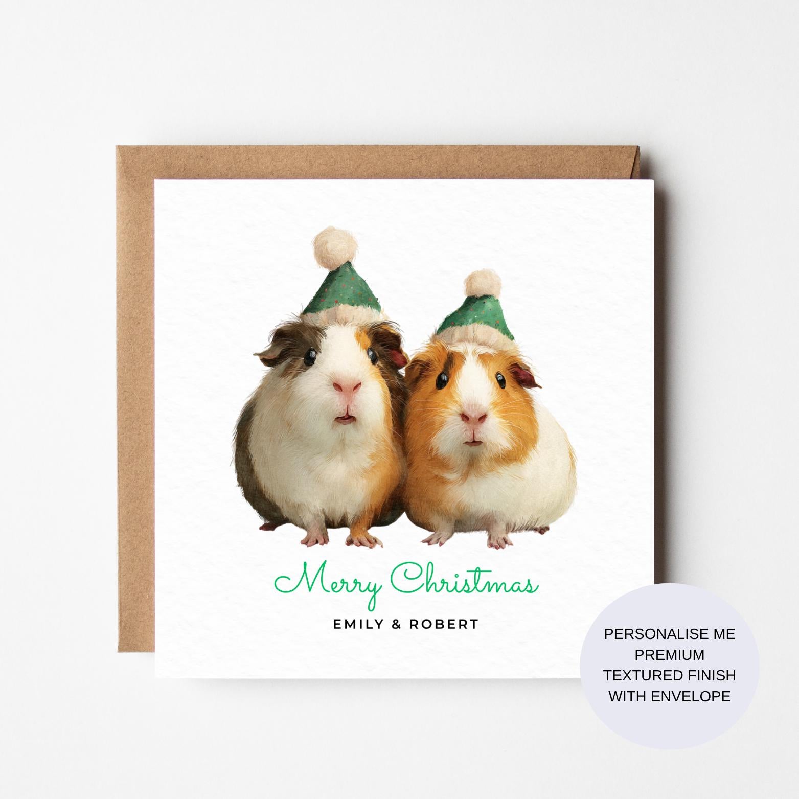 Christmas Guinea Pig Card: Animal Lover’s Holiday (Custom Names)