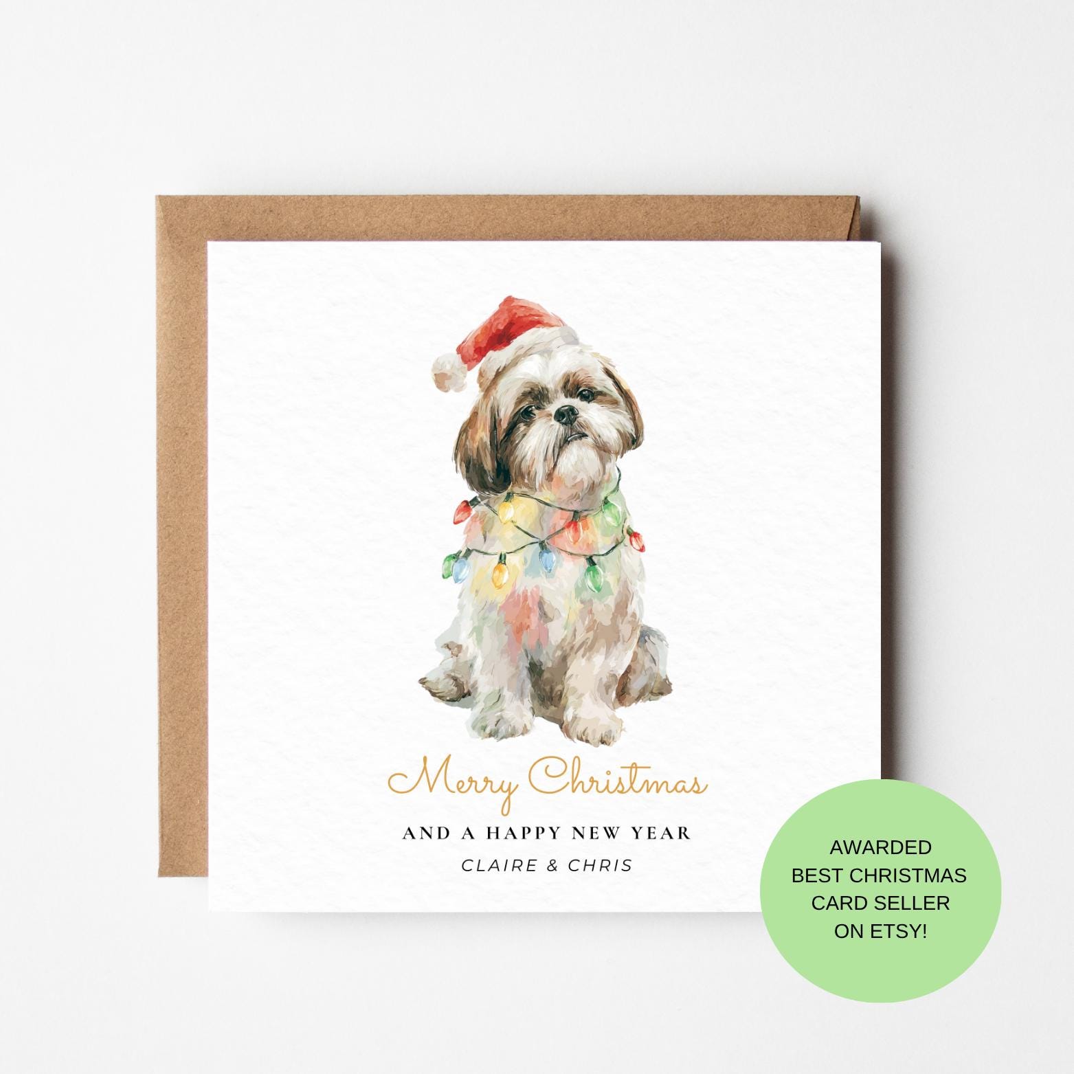Shih Tzu Christmas Card - Cute Dog Holiday Card