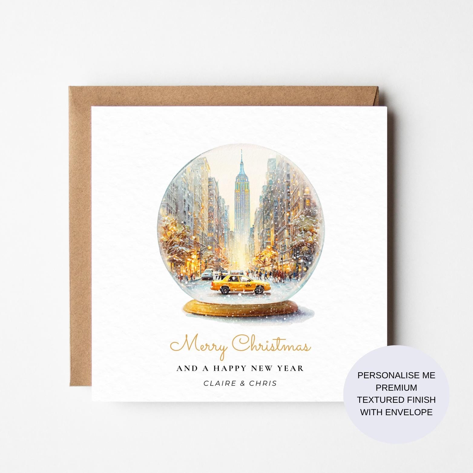 New York Christmas Card: Snow Globe with Empire State Building
