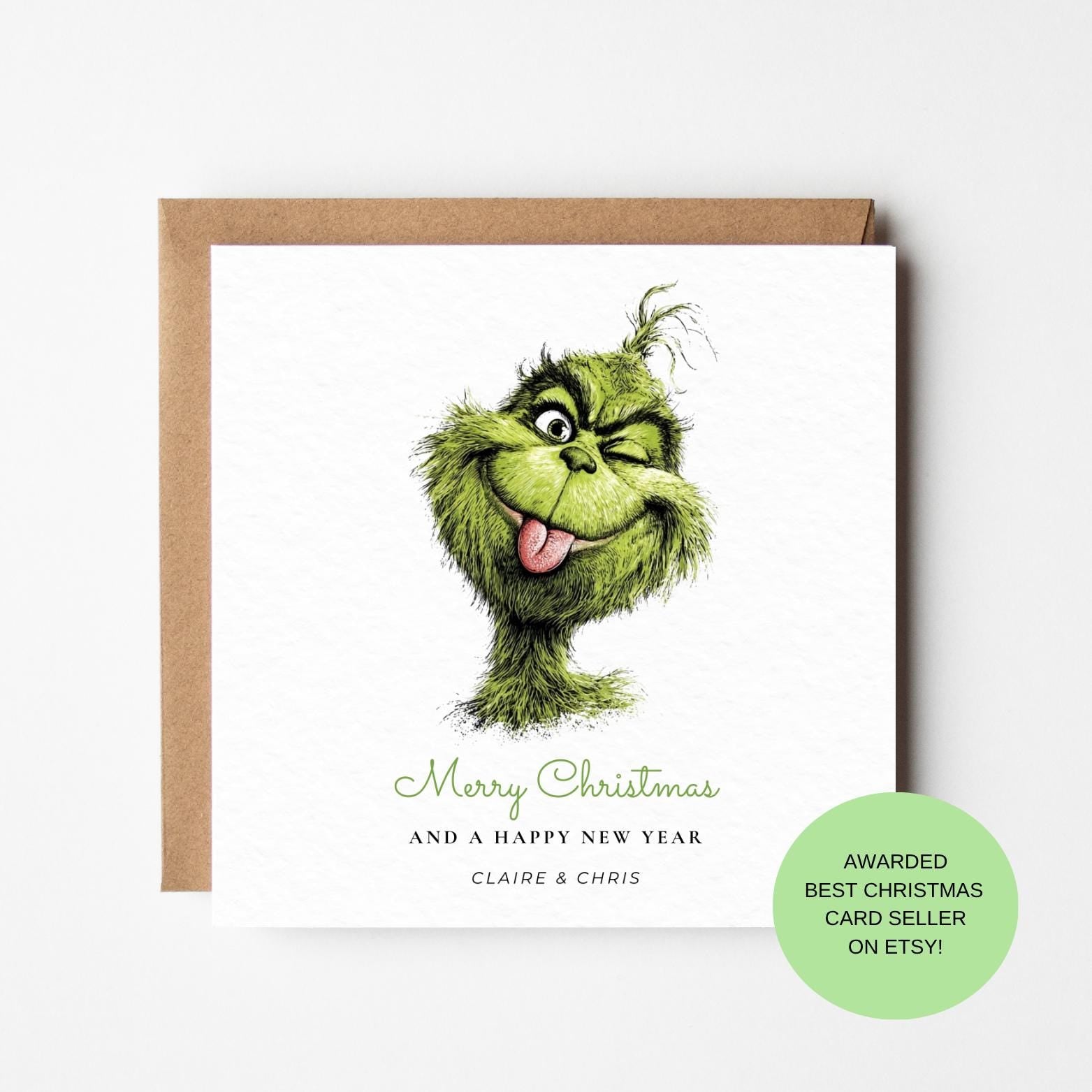 Funny Grinch Christmas Card – Winking Holiday Greeting