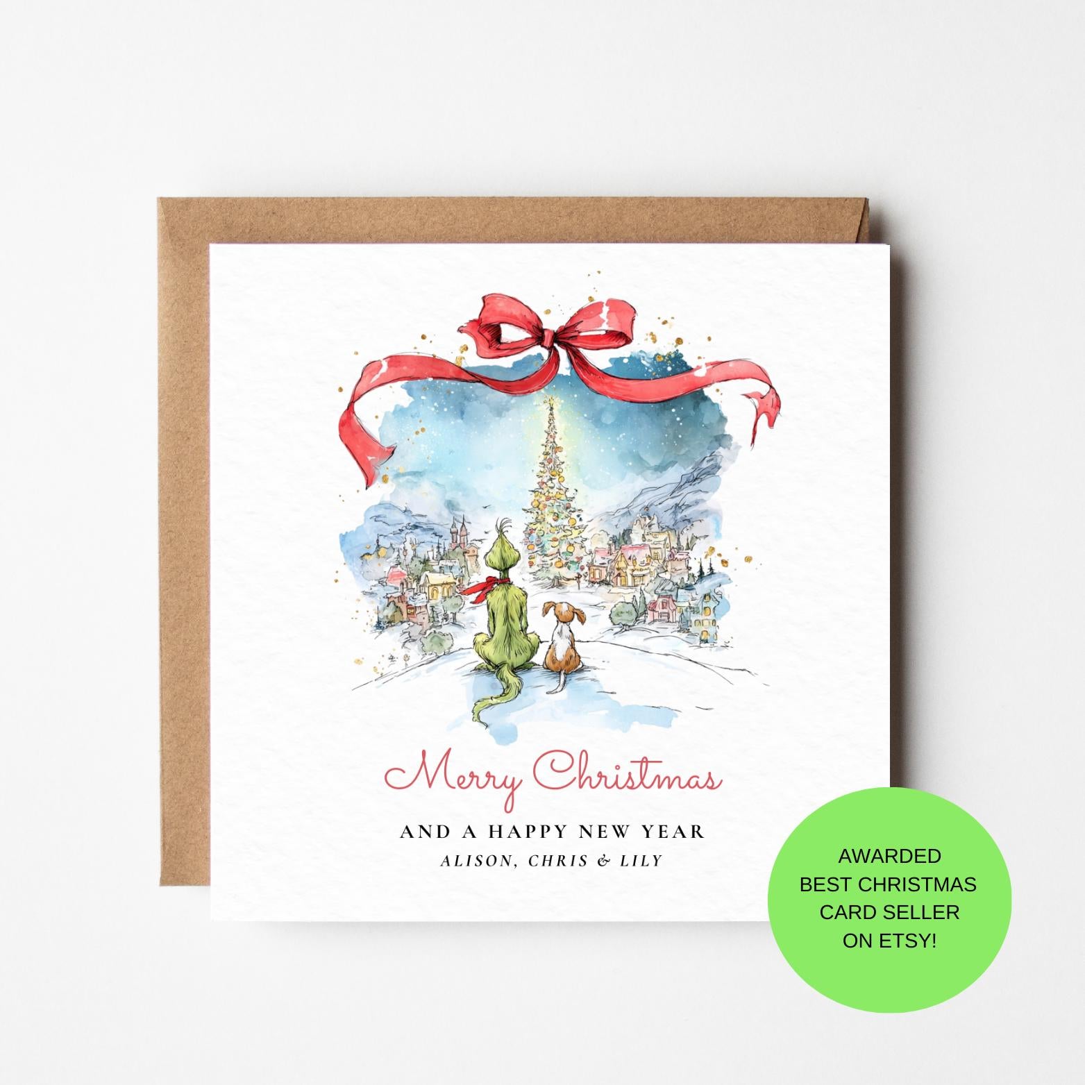 Personalized Grinch & Max Christmas Card: Festive Holiday Greeting