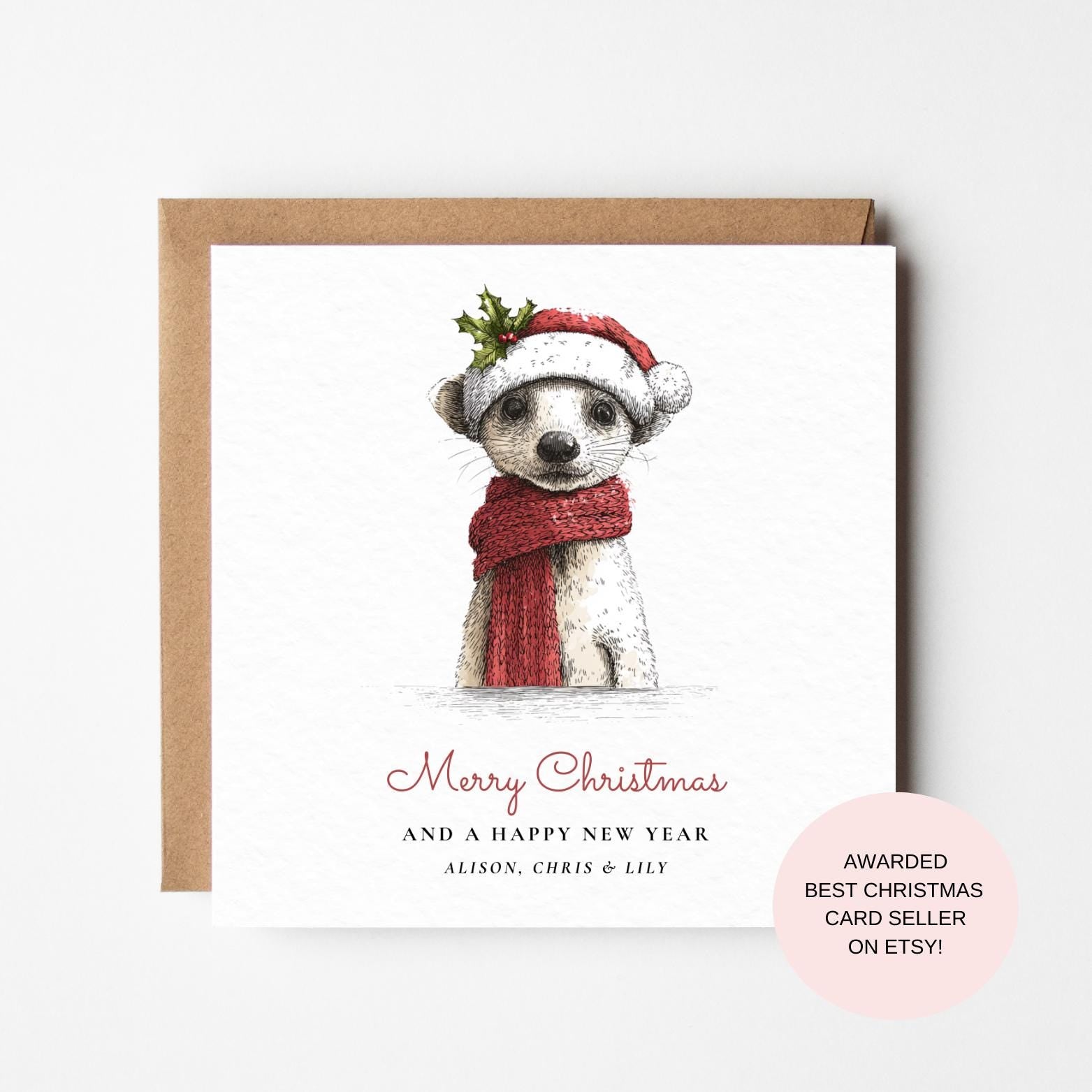 Meerkat Christmas Card: Festive Animal Design