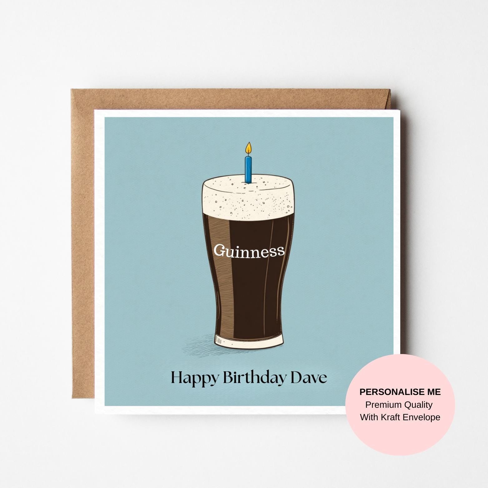 Beer Birthday Card for Him – Guinness Pint Illustration