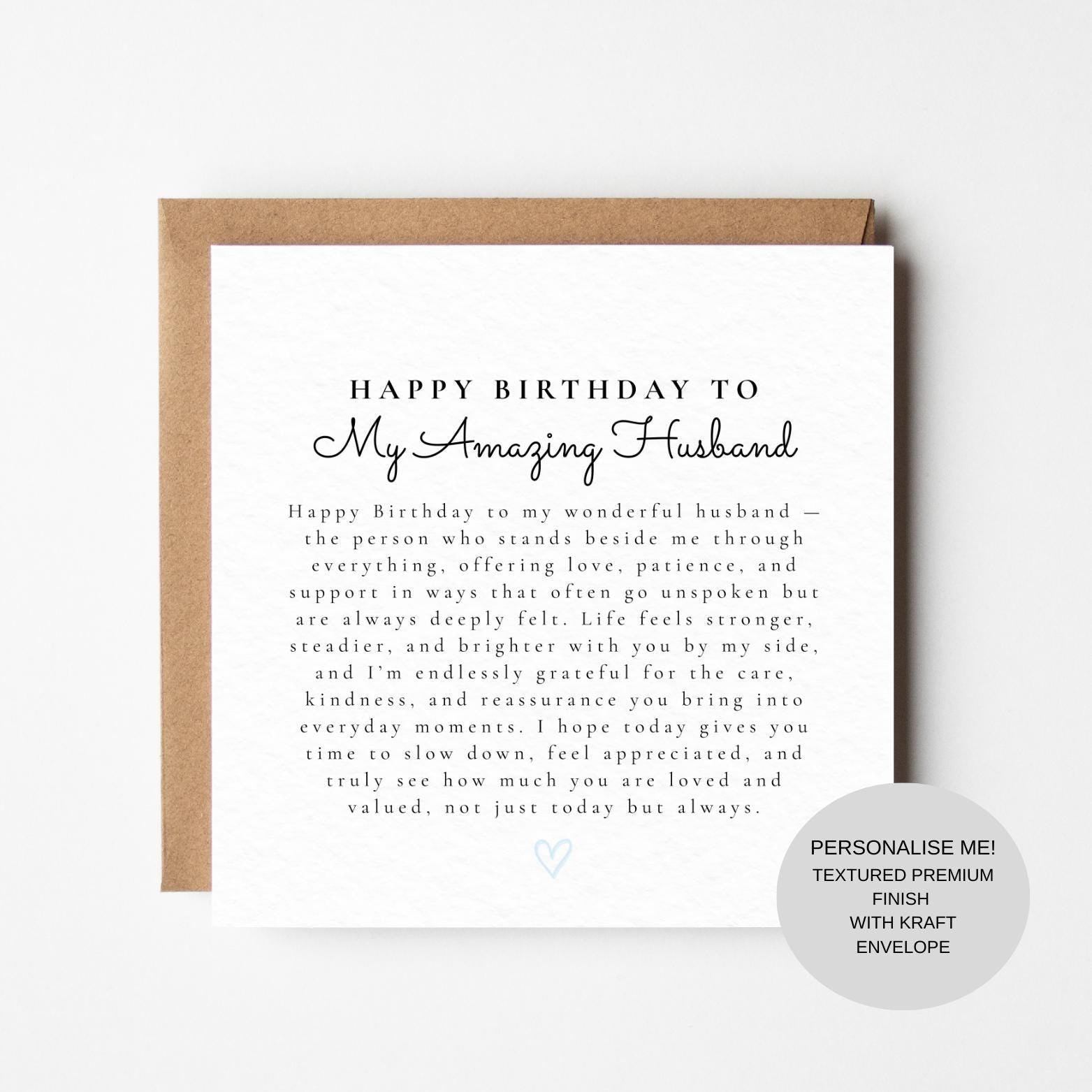 Special Birthday Card for Husband | Meaningful Romantic Message | Love Keepsake Card