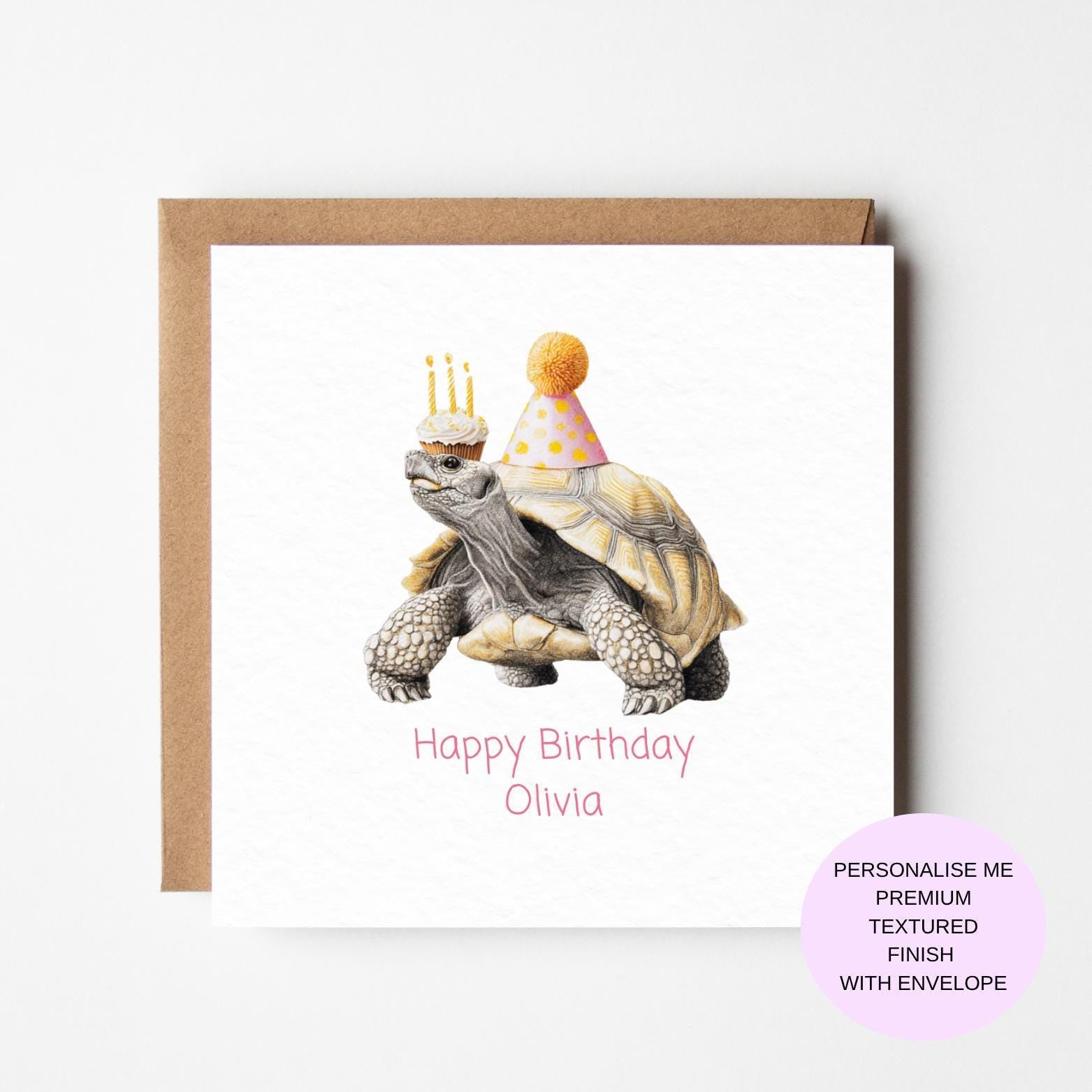 Watercolor Tortoise Birthday Card: Funny Animal Art, Reptile Lover