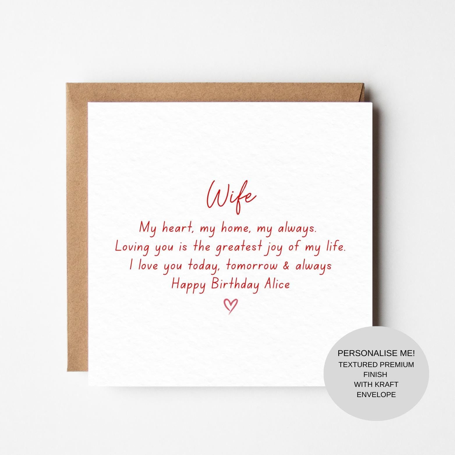 Special Birthday Card for Wife | Meaningful Romantic Note | Love Keepsake