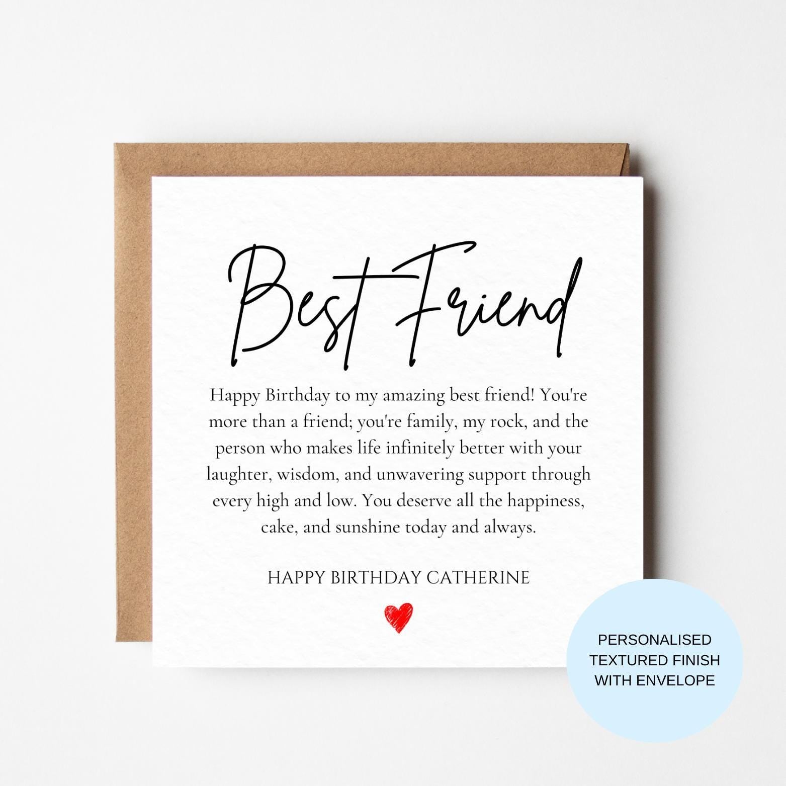Personalised Best Friend Birthday Card | My Amazing Bestie Message | Minimal Script Best Friend Card | Custom Name
