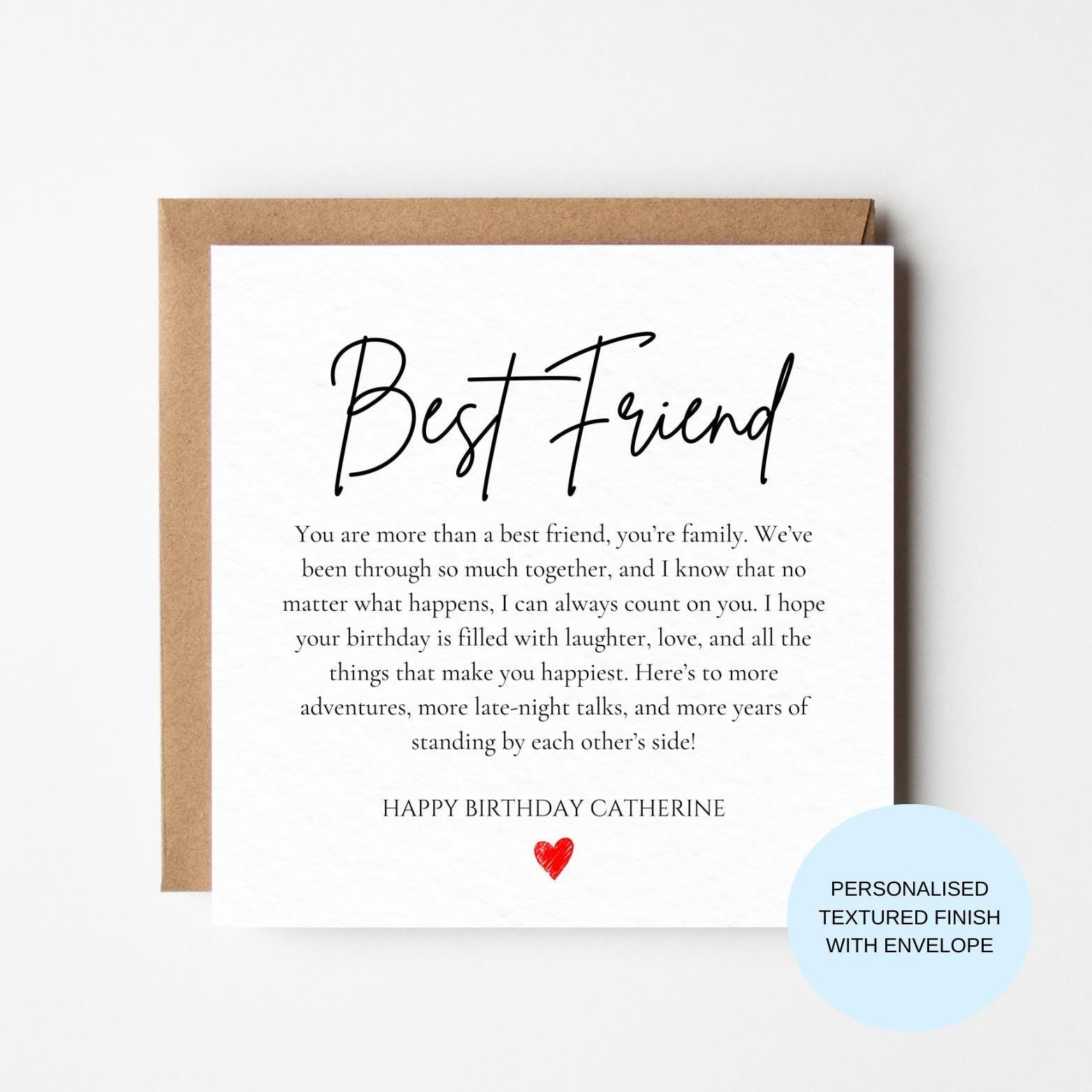 Personalised Best Friend Birthday Card | Chosen Family Message | Minimal Script Friendship Card | Custom Name
