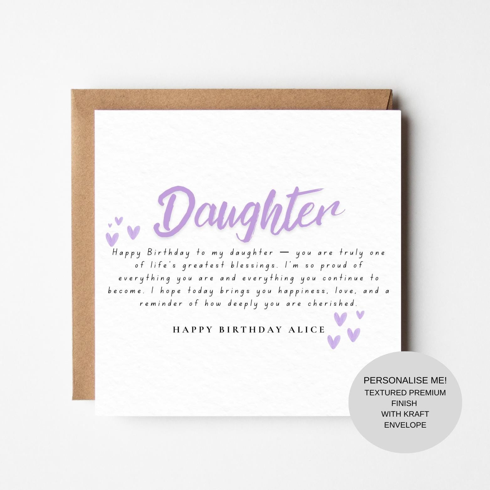 Meaningful Birthday Card for Daughter | Heartfelt Love Message | Keepsake Card