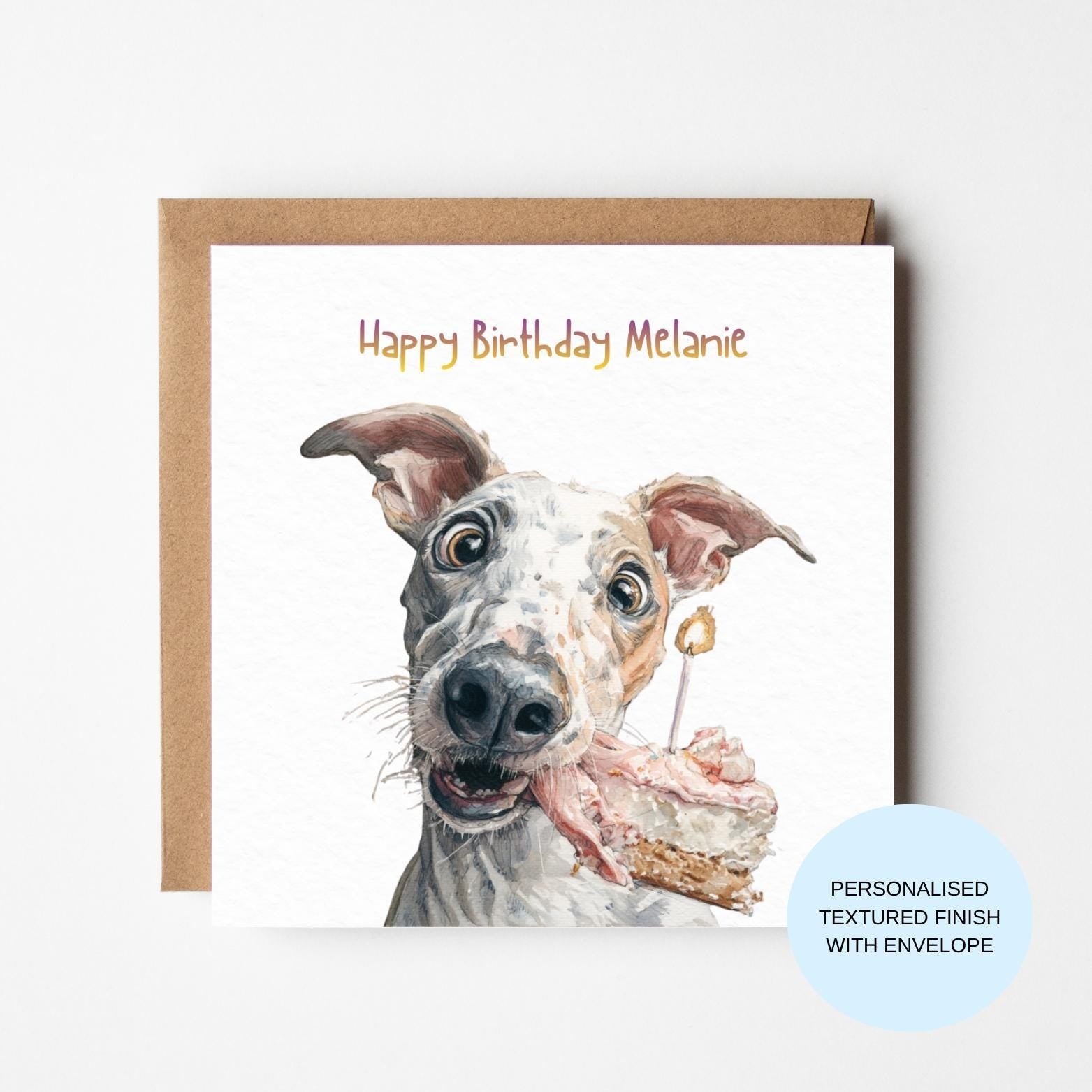 Personalised Dog Birthday Card | Greyhound Illustration | Birthday Card for Her