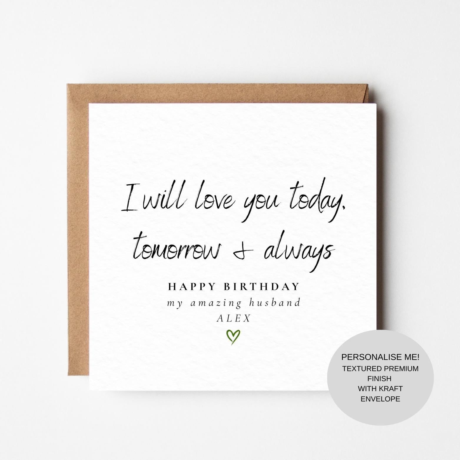 Elegant Birthday Card for Husband | Heartfelt Love Message | Keepsake for Him