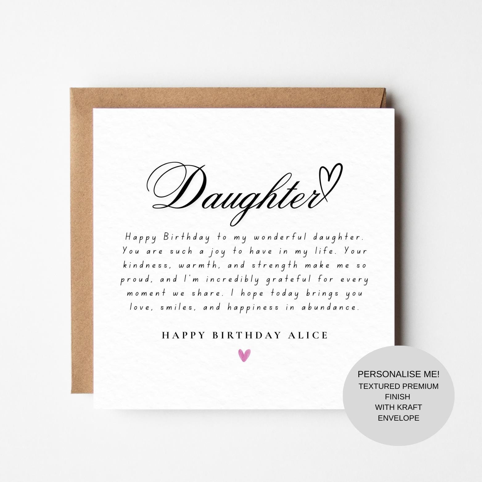 Heartfelt Daughter Birthday Card | Loving Message | Timeless Keepsake