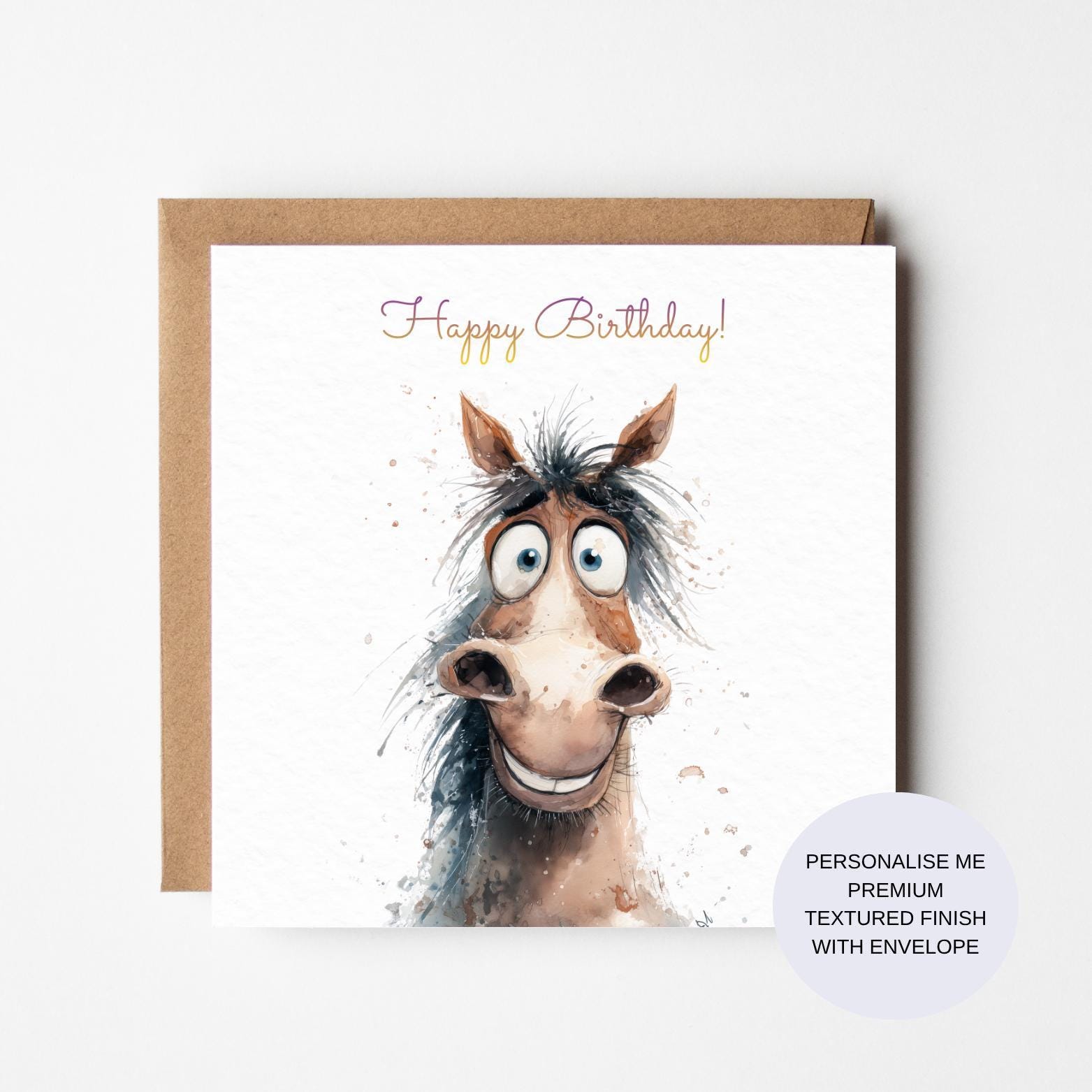 Horse Birthday Card: Funny Animal Lover Design (Handmade)