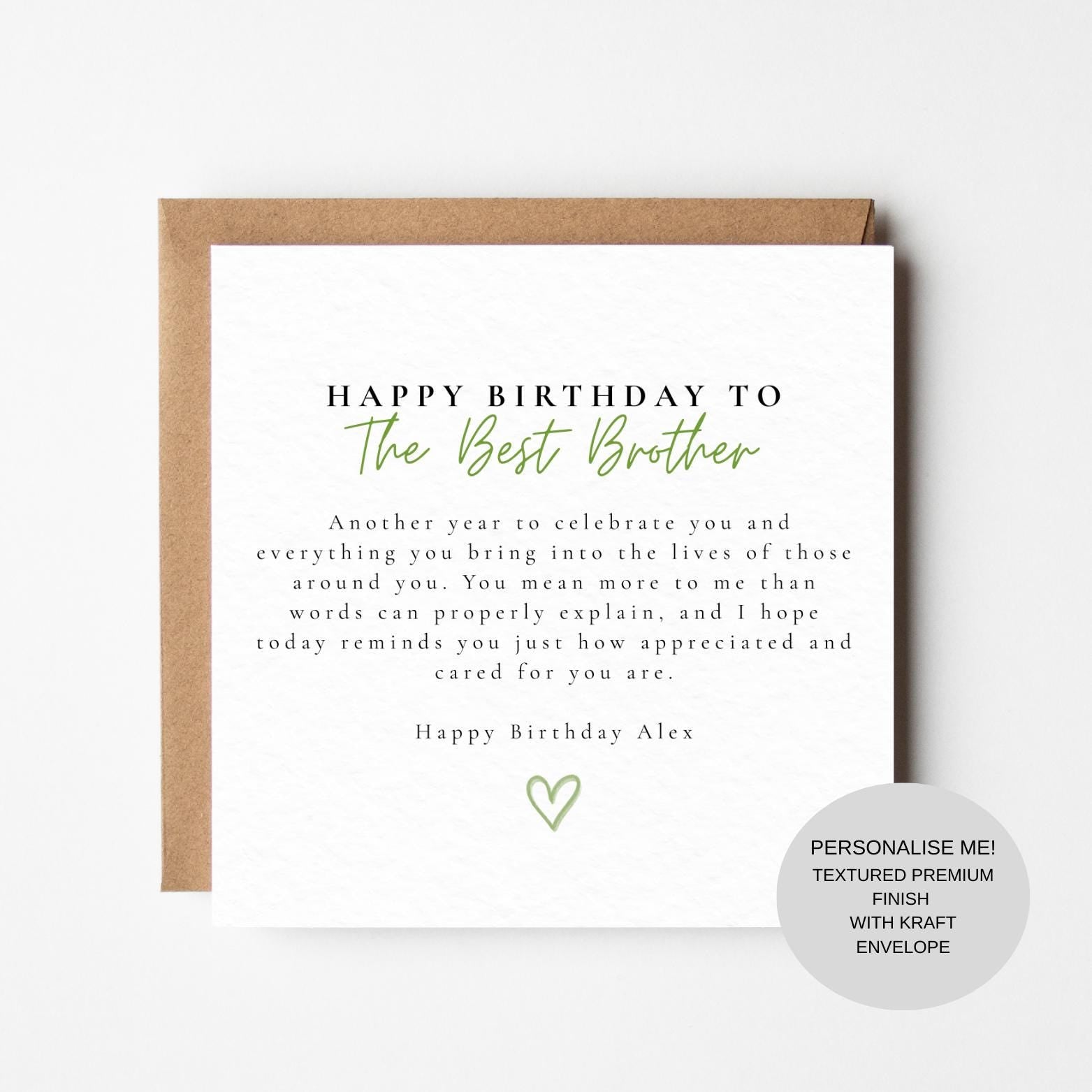 Brother Birthday Greeting Card | Appreciation Message | Keepsake Card