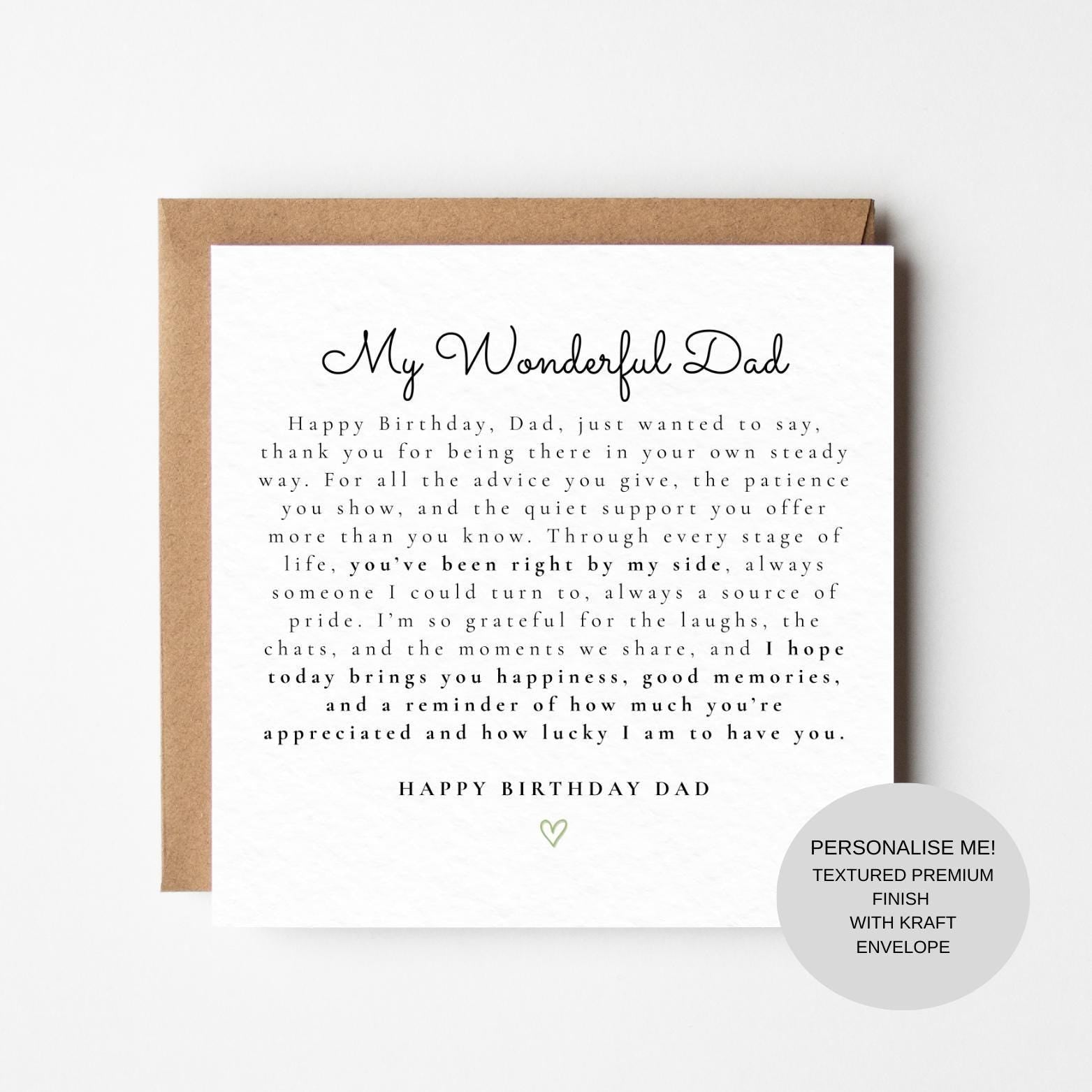 Dad Birthday Greeting Card | Appreciation Message | Keepsake Card for Him
