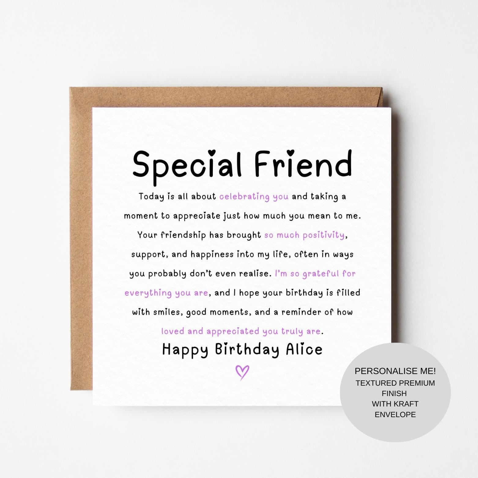 Birthday Card for Best Friend | Meaningful Note | Elegant Keepsake Card