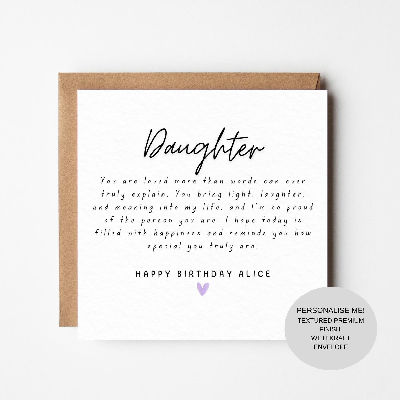 Daughter Birthday Greeting Card | Proud & Loving Words | Keepsake Card