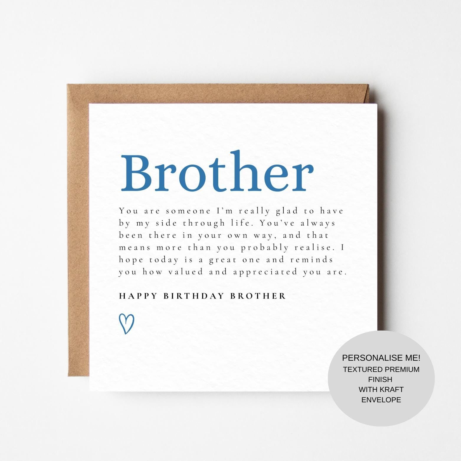 Brother Birthday Keepsake Card | Meaningful Message | Sibling Bond Card