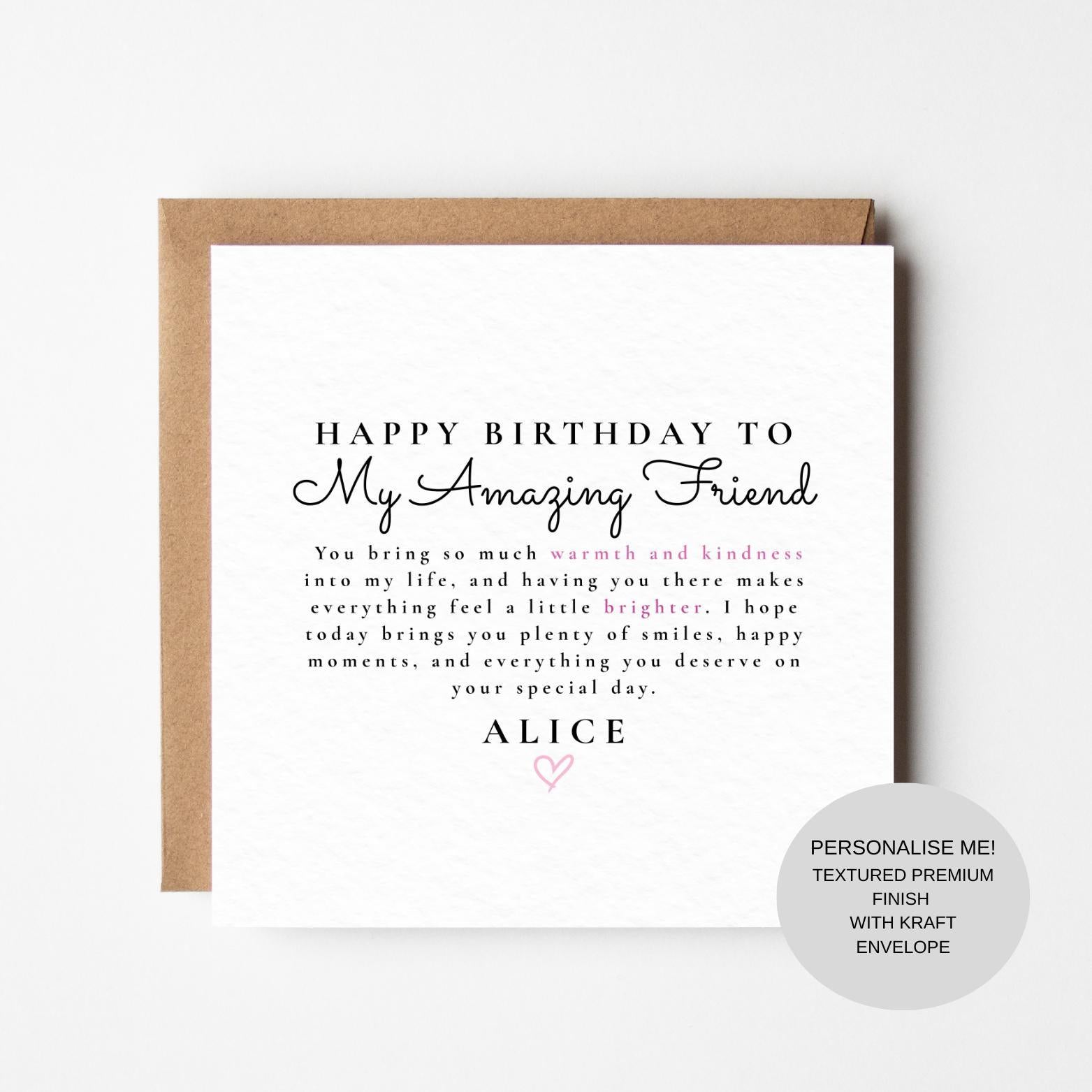 Birthday Card for My Best Friend | Loving Note | Keepsake Greeting Card