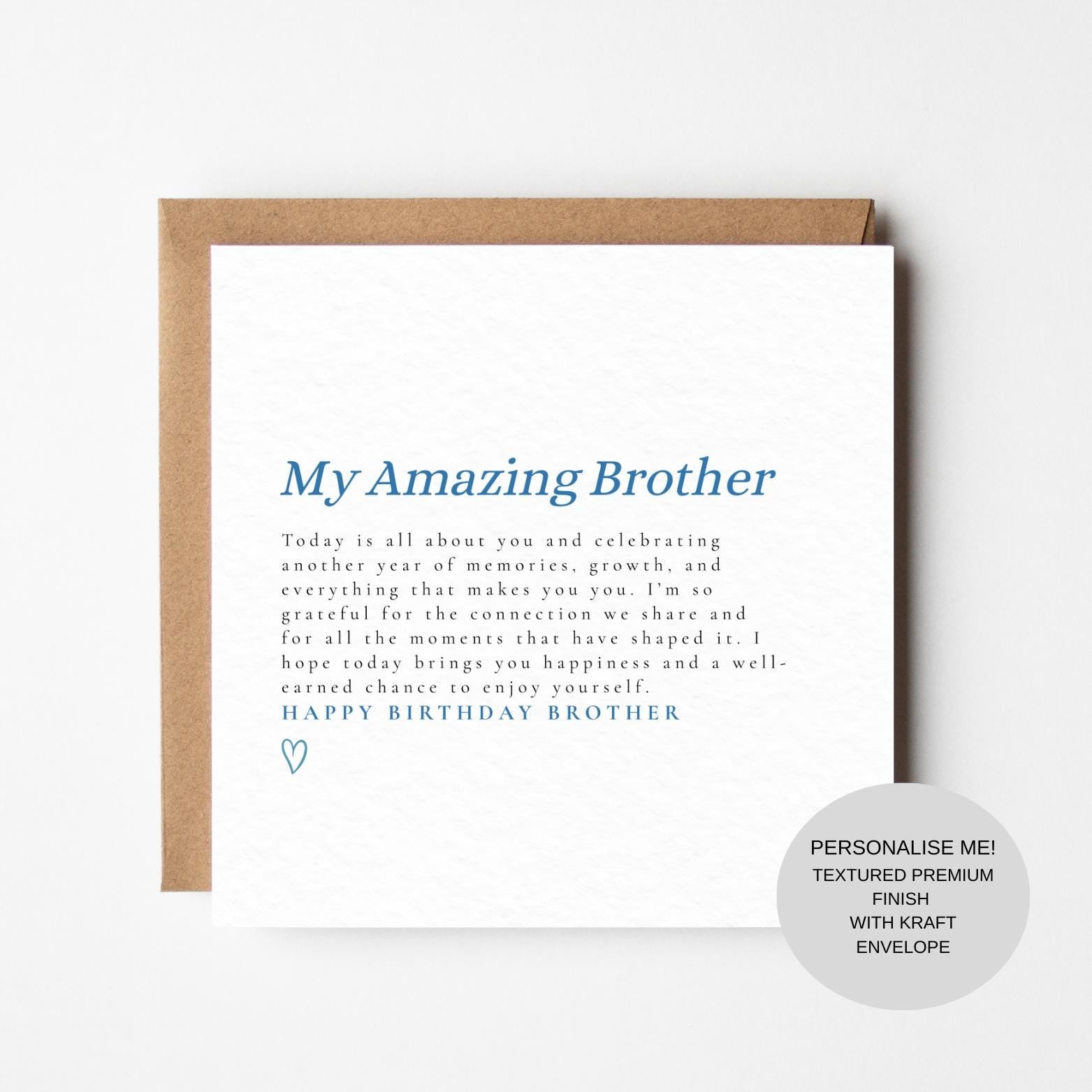 Elegant Birthday Card for Brother | Heartfelt Message | Meaningful Keepsake