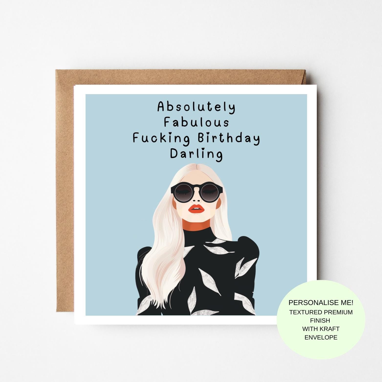 Bold Funny Birthday Card – Fashion Illustration – Cheeky Birthday Card for Her