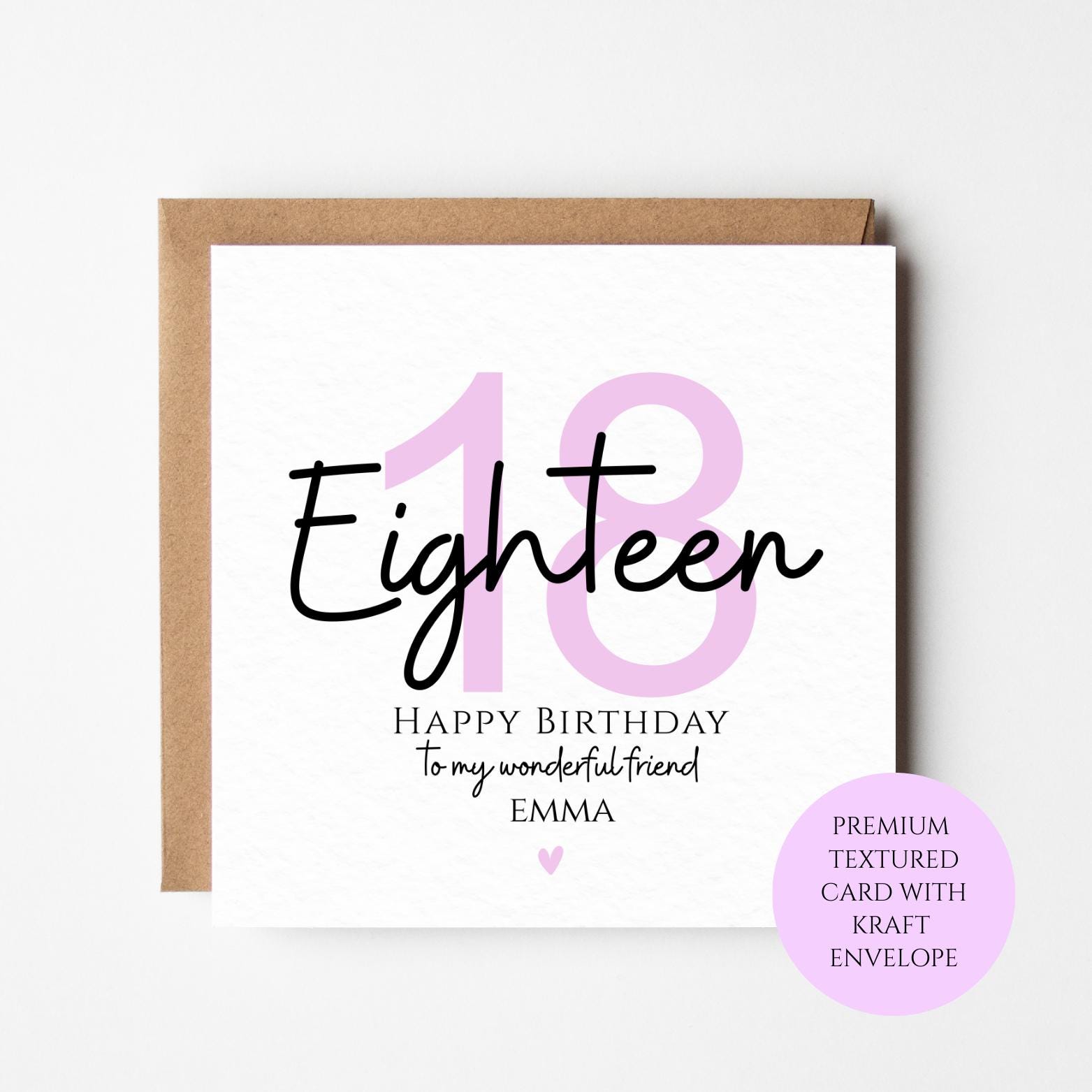 Personalised 18th Birthday Card for Friend | Eighteen Birthday Card | Custom Name Card for Her