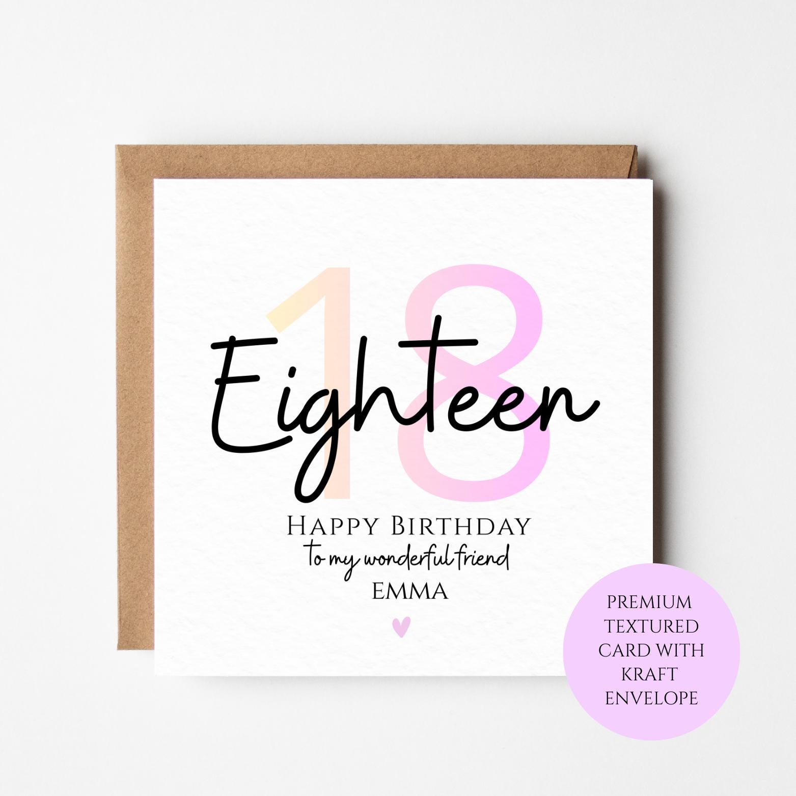 Personalised 18th Birthday Card | Wonderful Friend 18th Card | Modern Minimal Design
