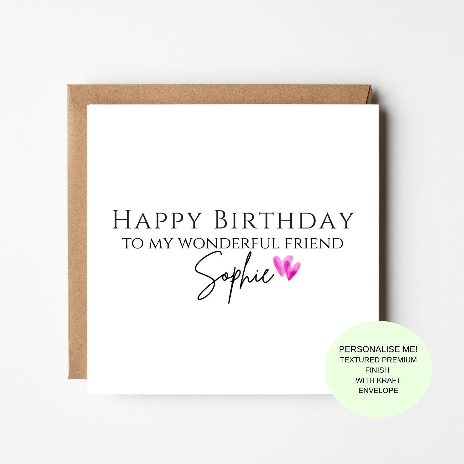 Friend Birthday Card Personalised, Birthday Card for Best Friend, Luxury Friend Birthday Card