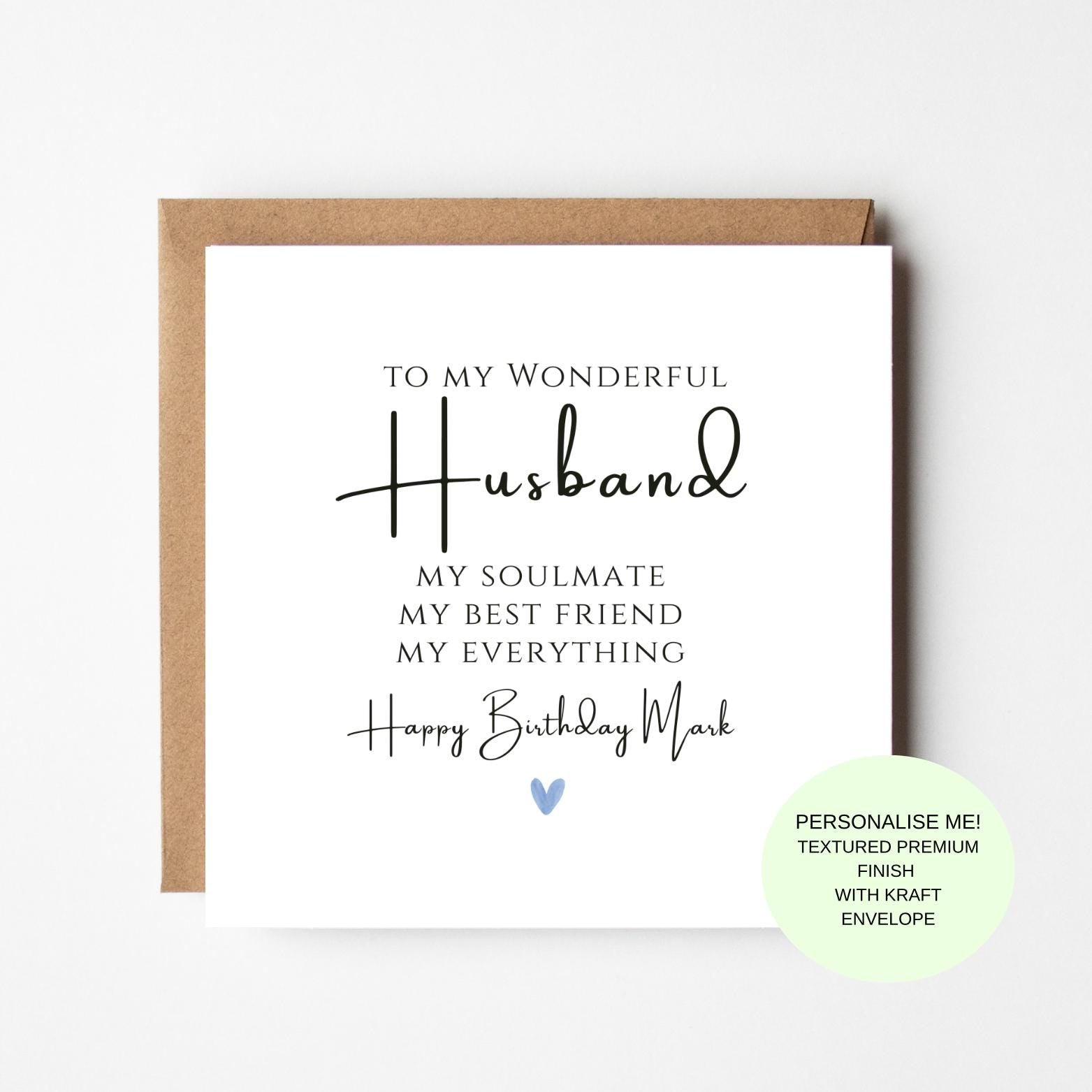 Husband Birthday Card Personalised, Romantic Birthday Card for Husband, Luxury Husband Card