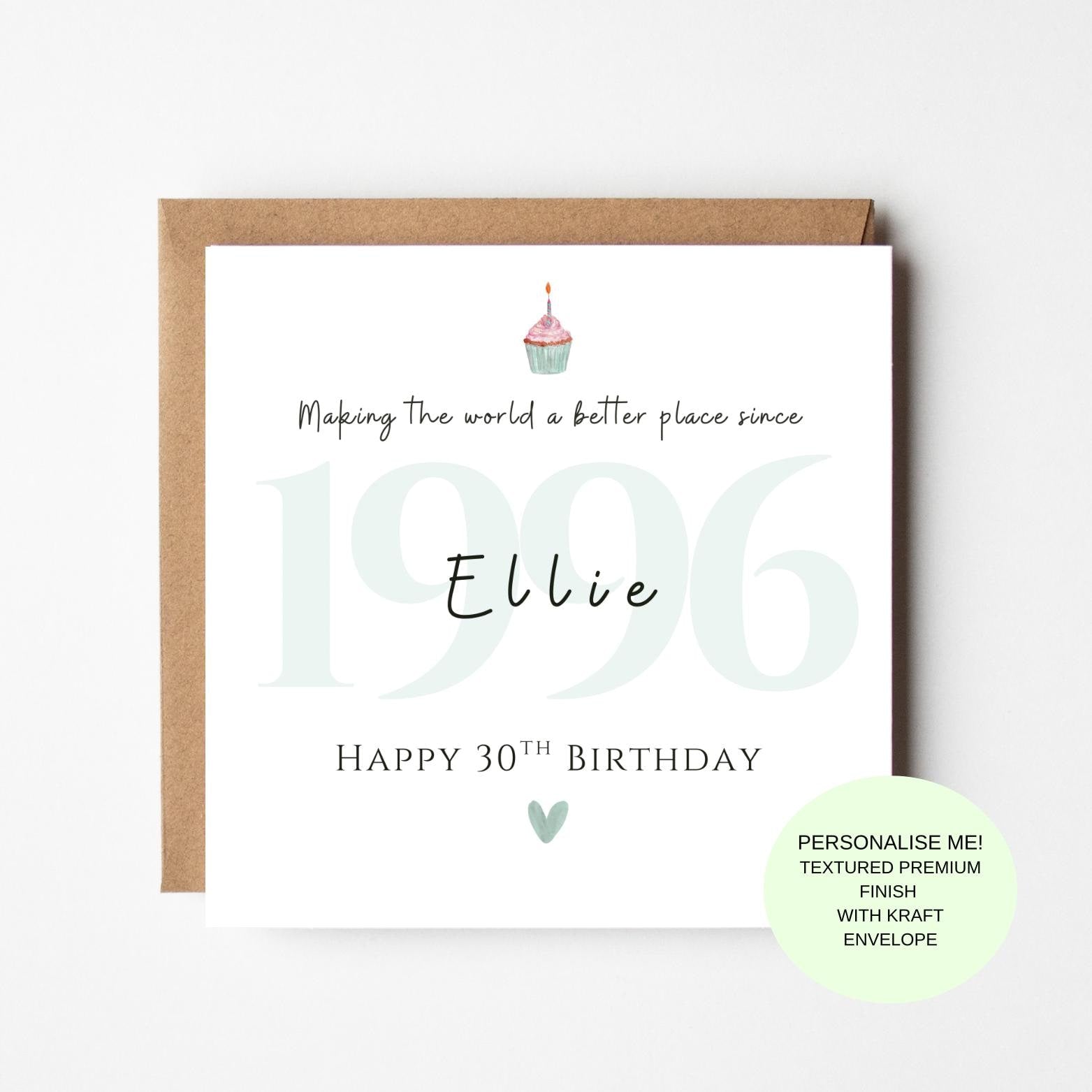 30th Birthday Card Personalised, Milestone Birthday Card, Luxury 30th Birthday Card