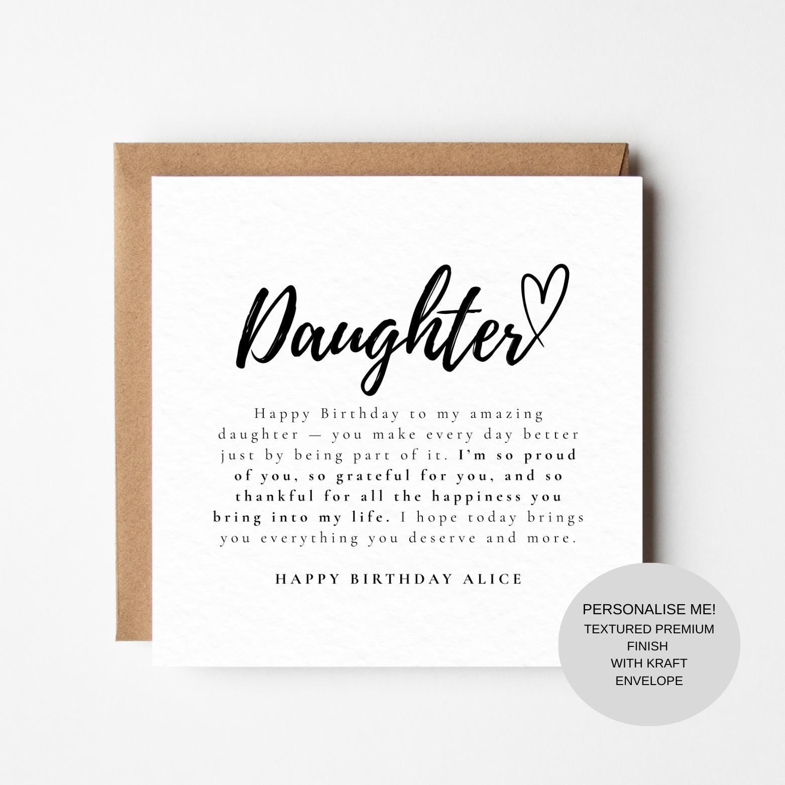 Sentimental Birthday Card for Daughter | Warm Love Message | Keepsake Gift Card