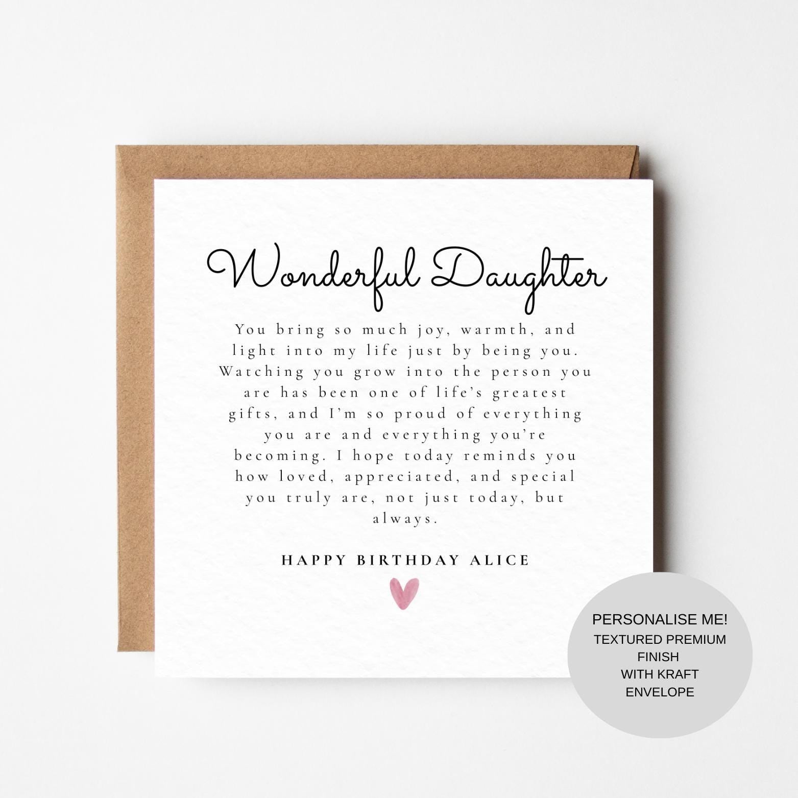 Special Birthday Card for Daughter | Heartfelt Message | Keepsake Memory Card