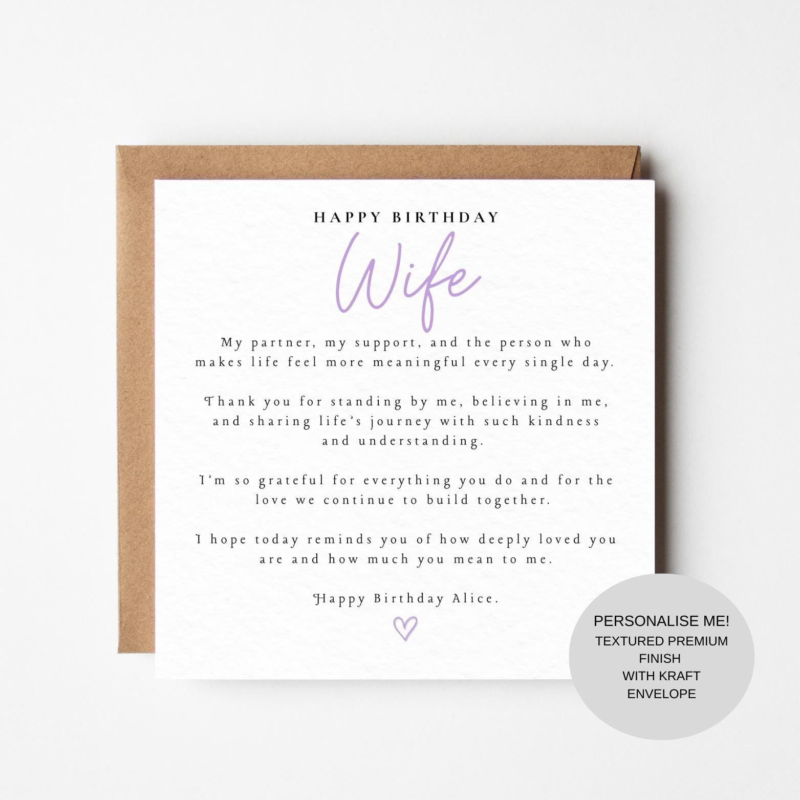 Romantic Birthday Card for Wife | Meaningful Love Message | Keepsake Card for Her
