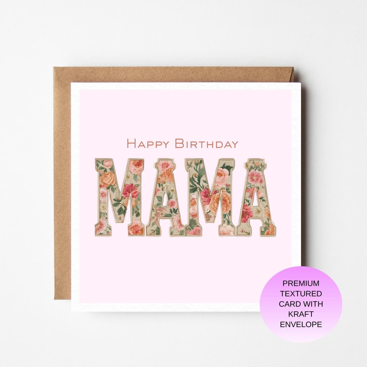 Vintage Floral Mama Birthday Card: Elegant Pastel Design