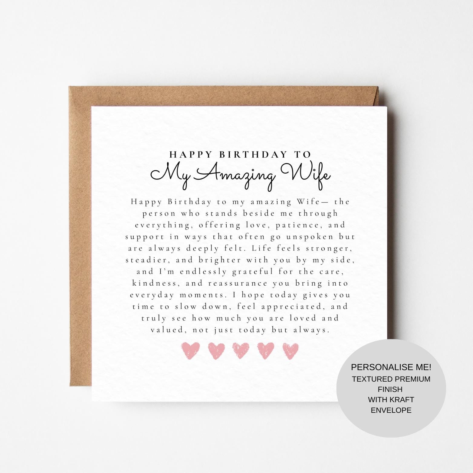 Sentimental Wife Birthday Card | Romantic Message for Her | Timeless Keepsake