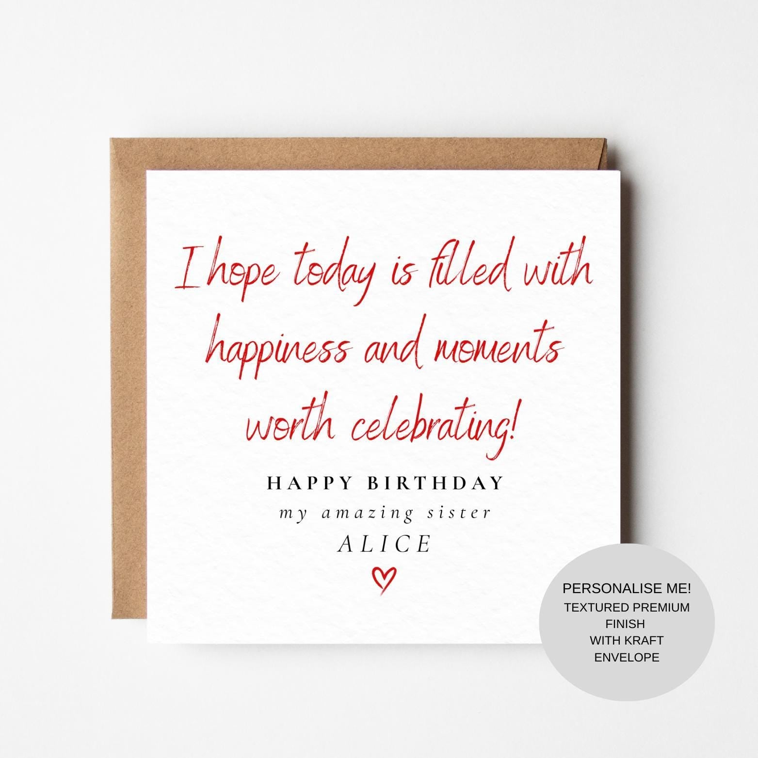 Sister Birthday Greeting Card | Appreciation Message | Keepsake Card