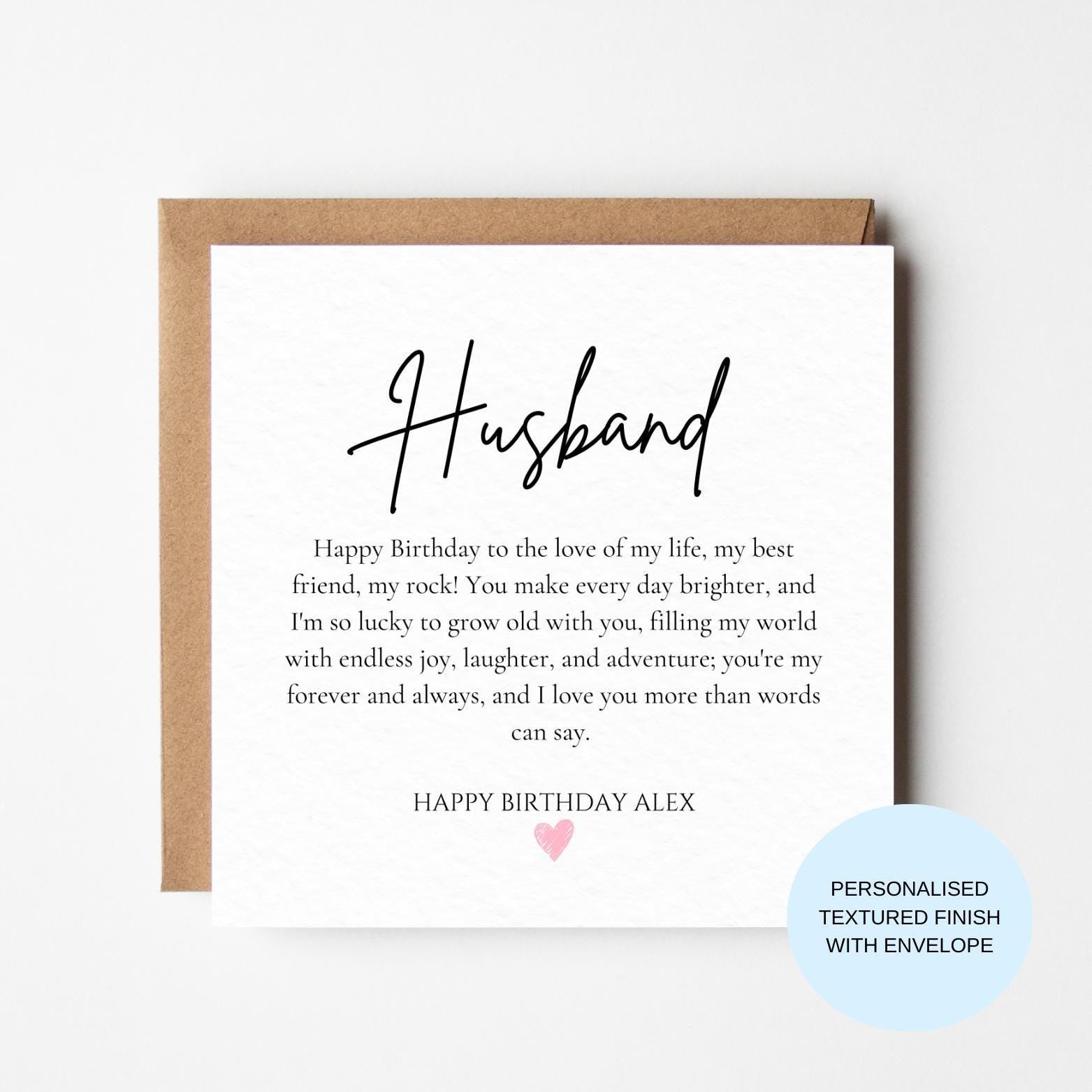 Personalised Husband Birthday Card | One Love Of My Life Message | Minimal Script Card | Custom Name