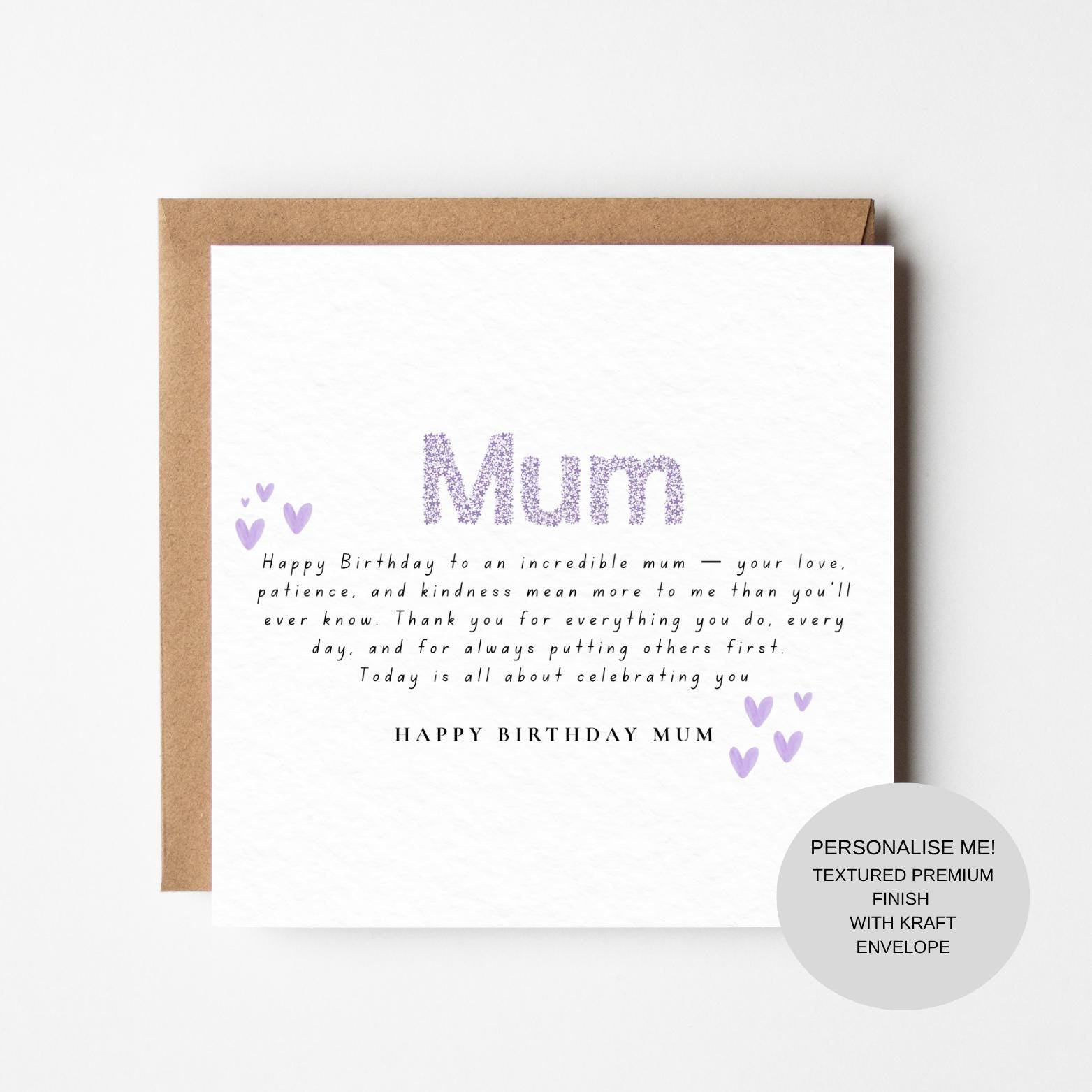 Mum Birthday Card with Loving Words | Thoughtful Keepsake Card | From Daughter