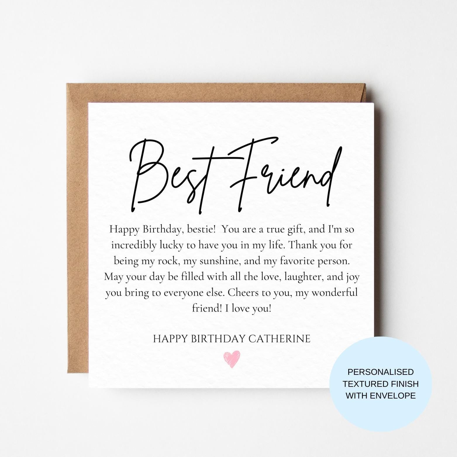 Personalised Best Friend Birthday Card | You're A True Gift Message | Minimal Script Bestie Card | Custom Name