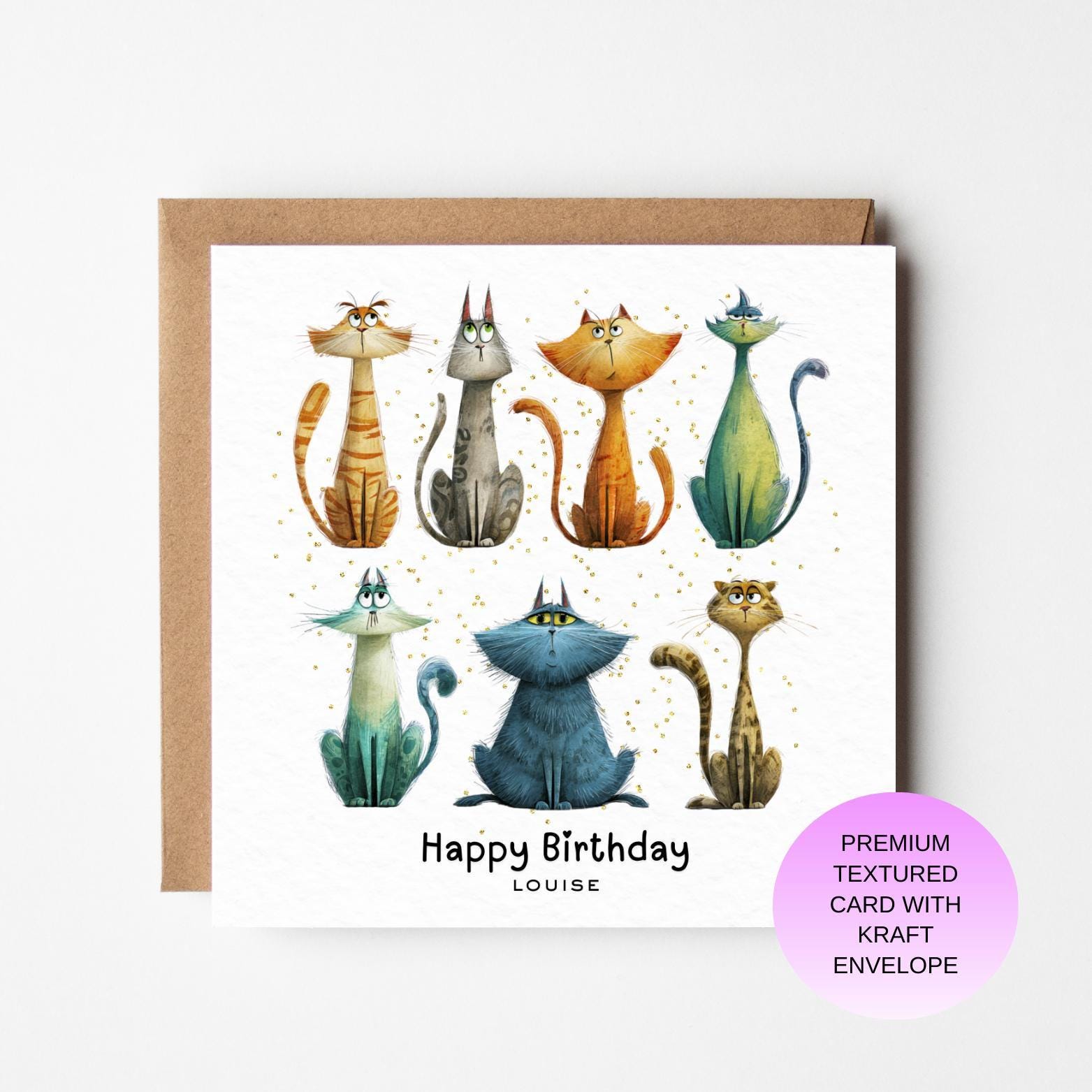 Personalised Funny Cat Group Birthday Card