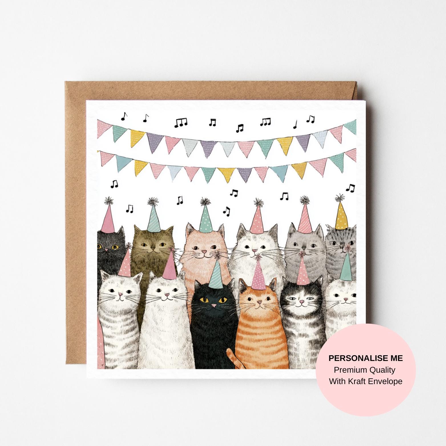 Funny Cat Birthday Card: Cute Cats with Party Hats