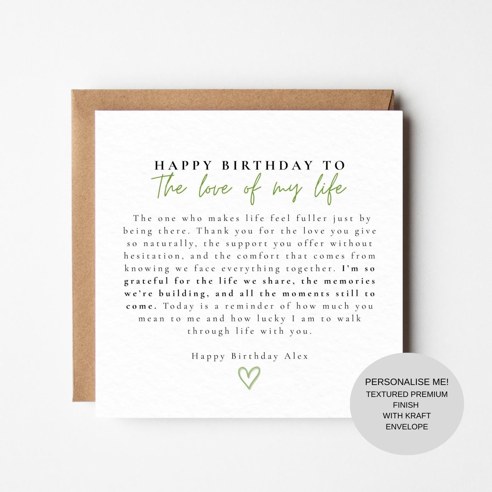 Husband Birthday Greeting Card | Romantic Message for Him | Keepsake Memory Card