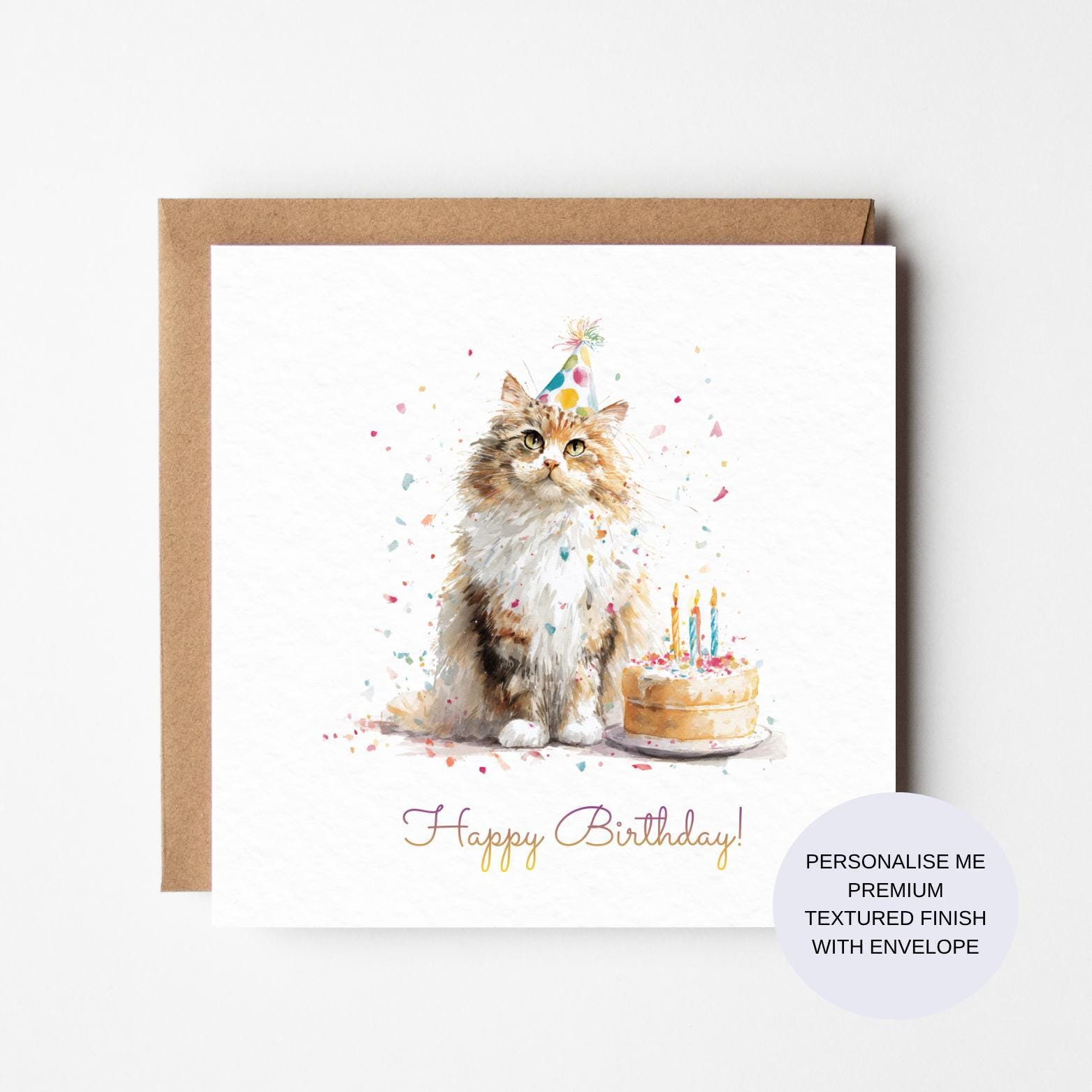 Funny Cat Birthday Card – Handmade Greeting Card for Animal Lovers