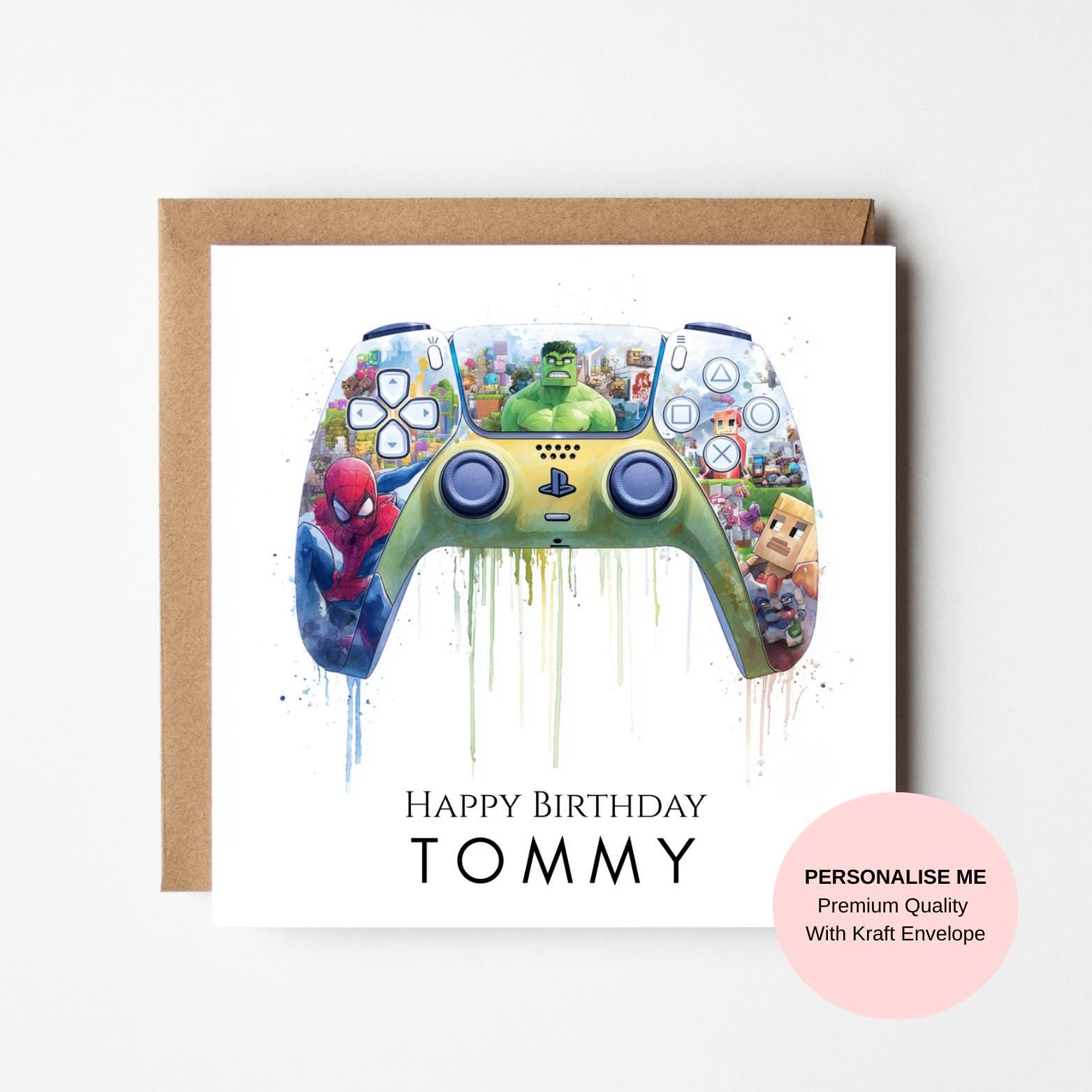 Gamer Birthday Card for Him – Marvel Superhero Controller Card