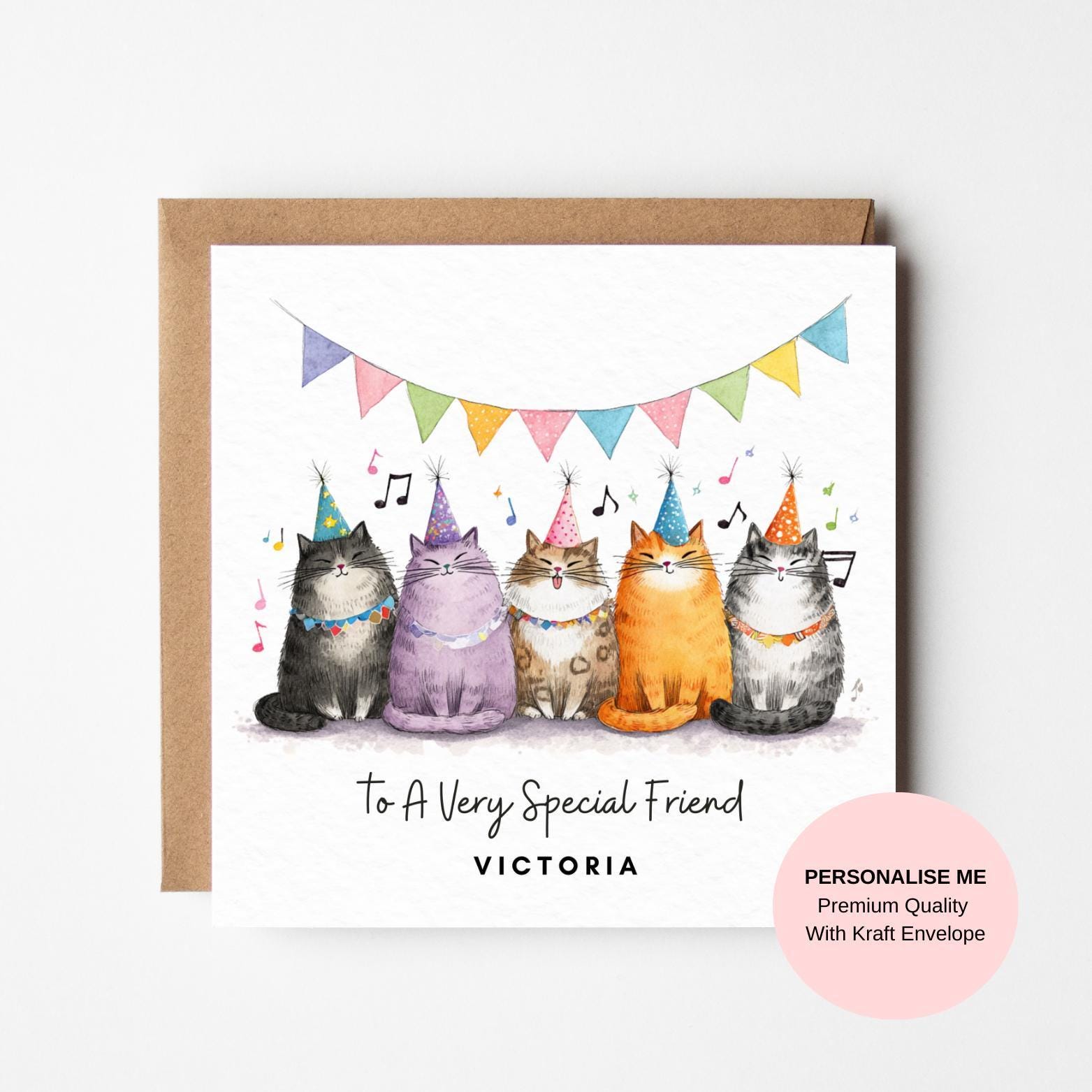 Cat Birthday Card: Cute Party Cats for Special Friends