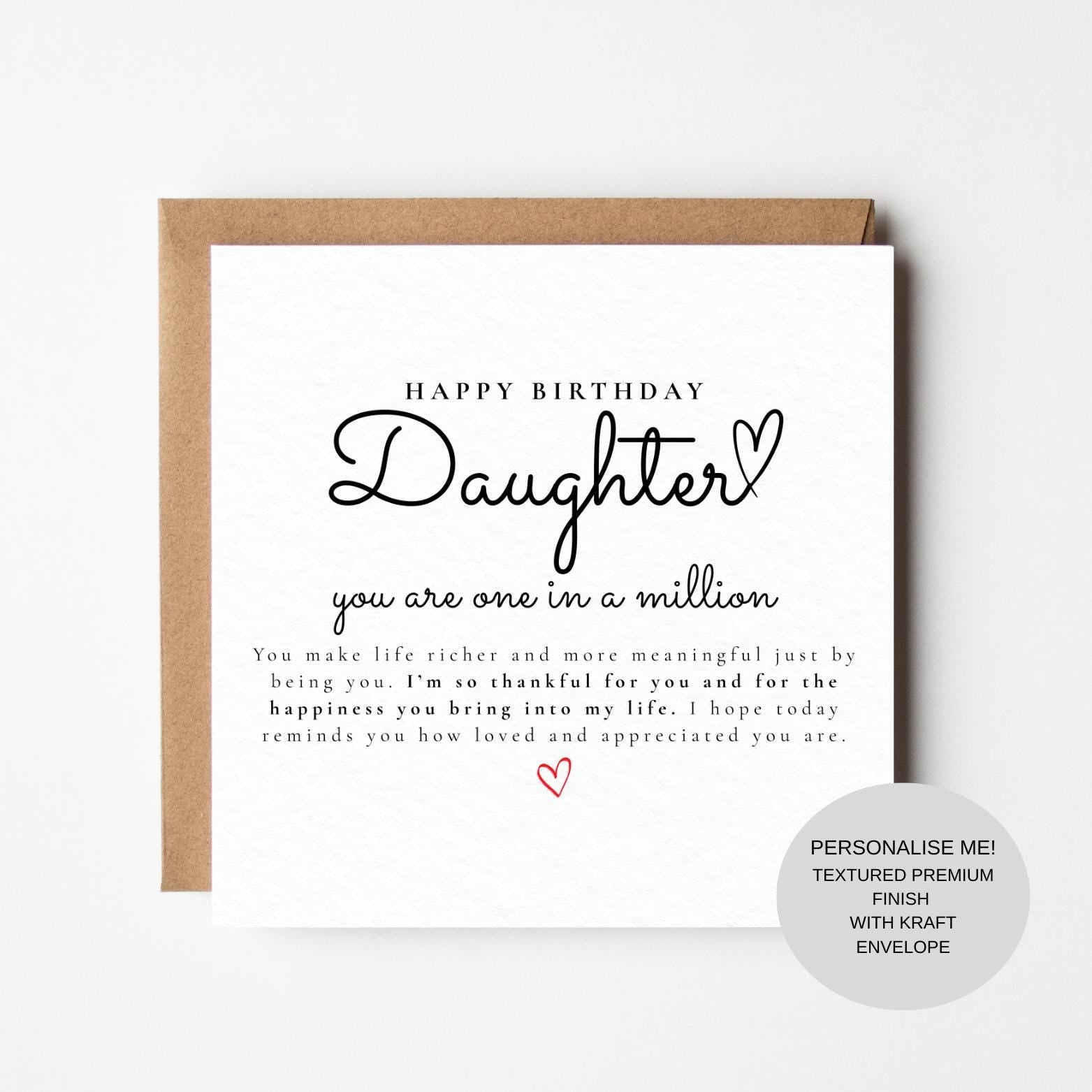 Birthday Card for Daughter | Meaningful Note | Beautiful Keepsake Card