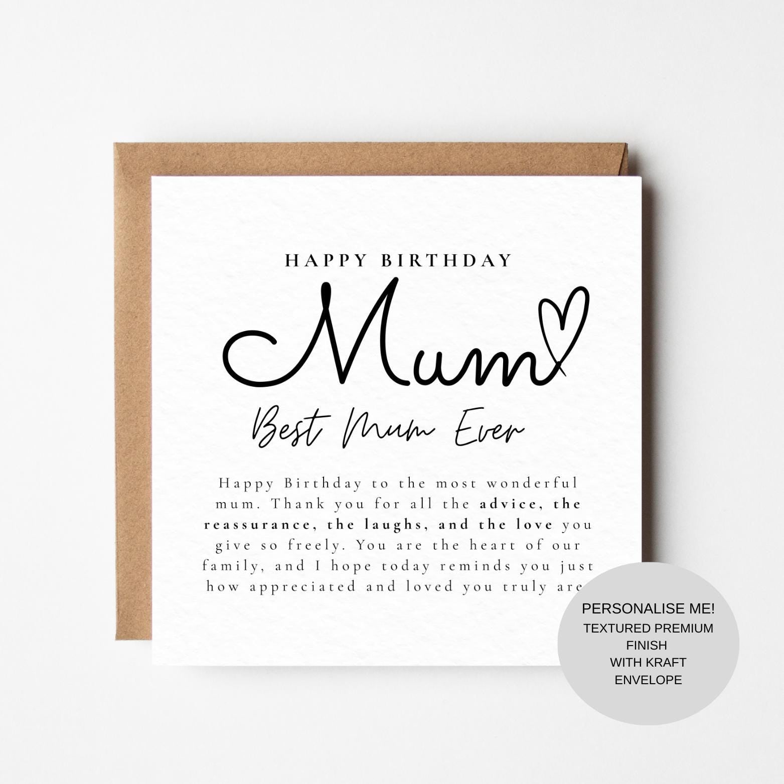 Birthday Card for Mum | Sentimental Message | Beautiful Keepsake Card