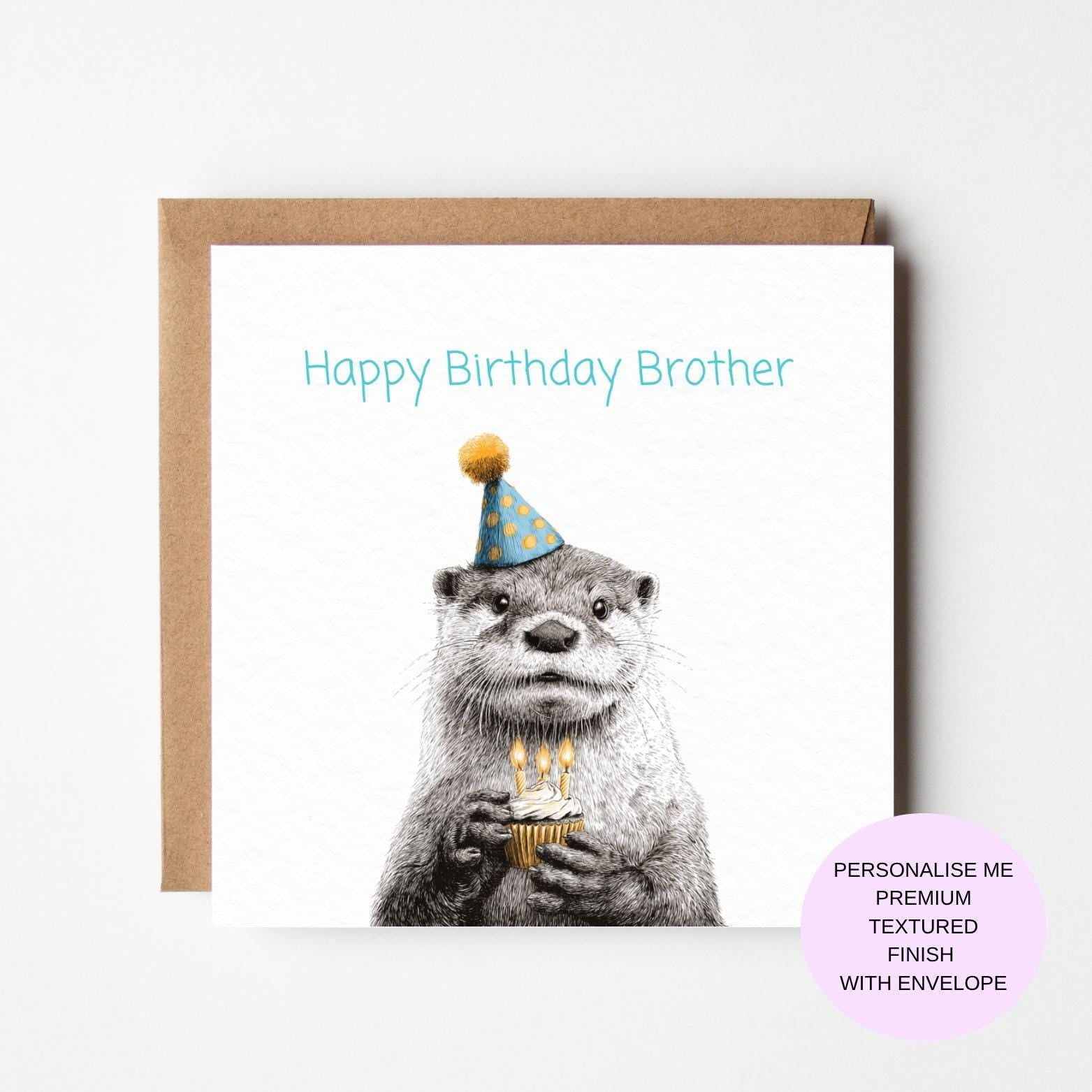 Birthday Card for Brother: Playful Otter Illustration - Watercolor Art
