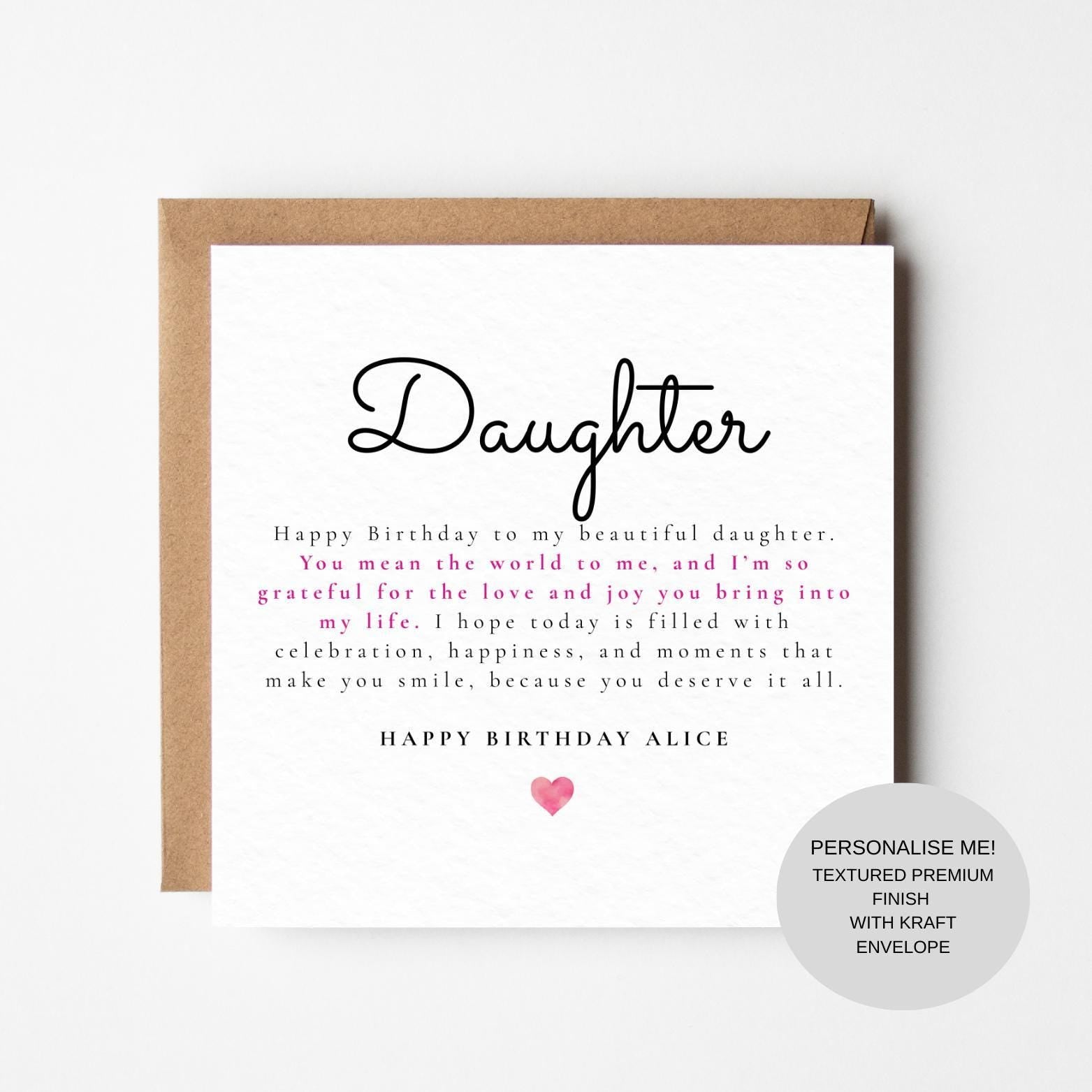 Daughter Birthday Keepsake Card | Meaningful Words | Family Love Card